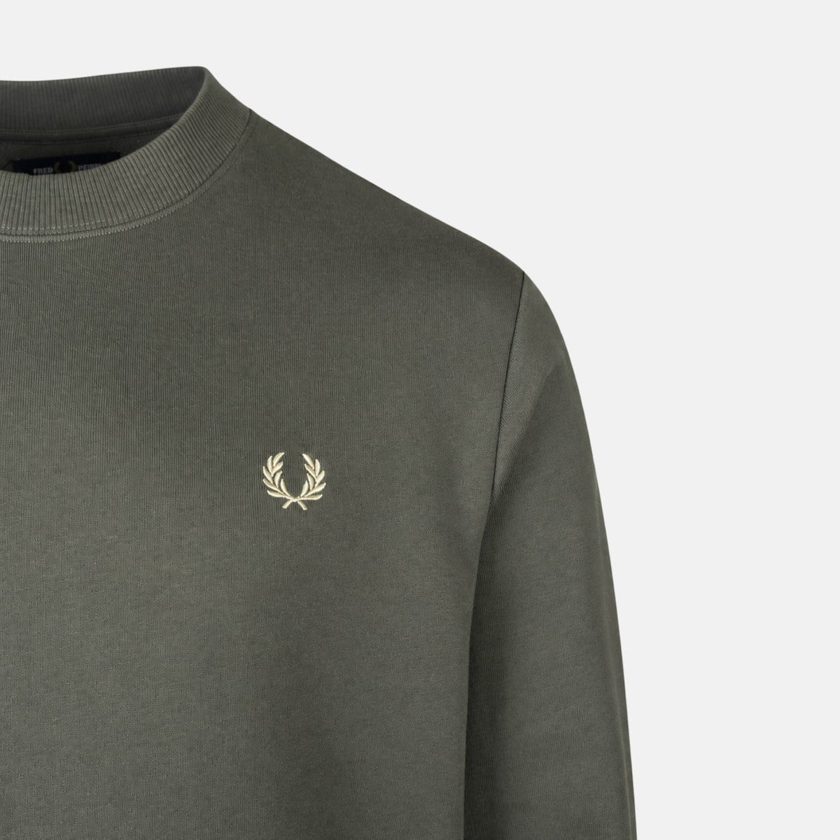 Fred Perry Crew Neck Sweatshirt Field Green/Oatmeal | Northern Threads Designer Menswear