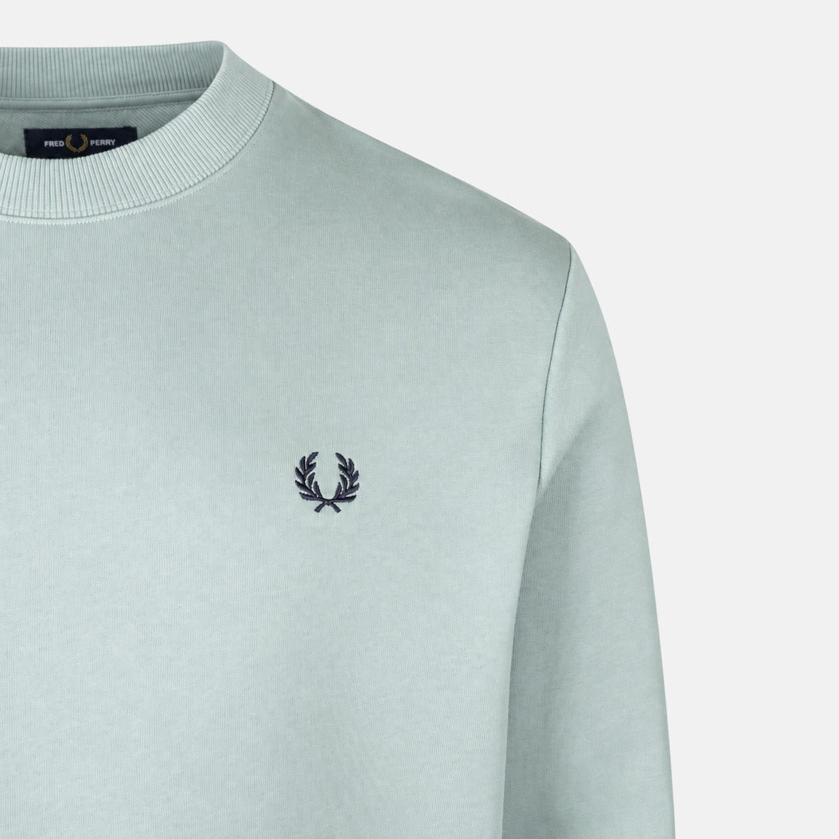 Fred Perry Crew Neck Sweatshirt Silver Blue/Dark Airforce | Northern Threads Designer Menswear