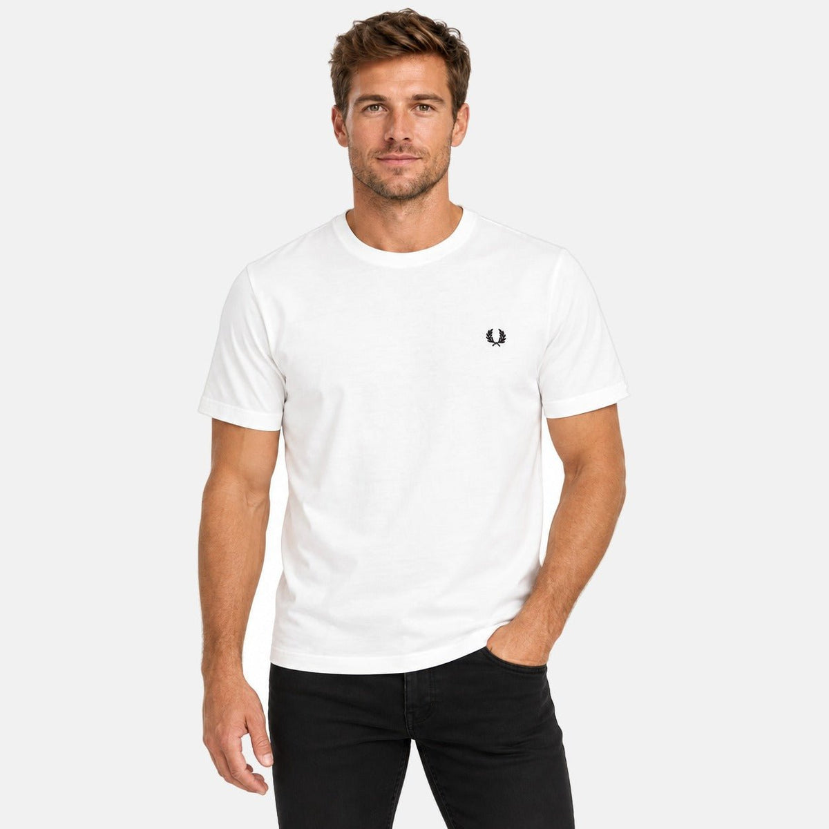 Fred Perry Crew Neck T-Shirt Snow White | Northern Threads Designer Menswear