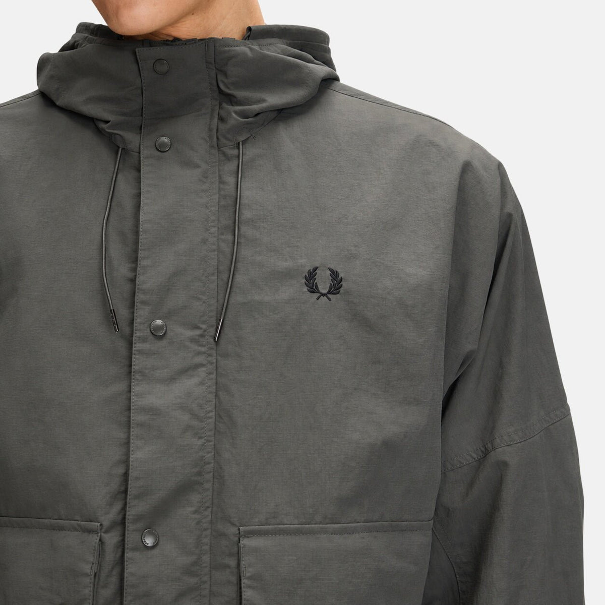 Fred Perry Cropped Ripstop Parka Jacket Field Green | Northern Threads Designer Menswear