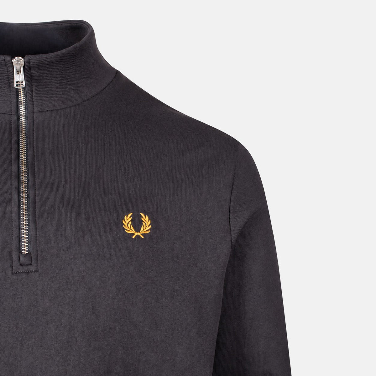 Fred Perry Half Zip Sweatshirt Anchor Grey/Golden | Northern Threads Designer Menswear