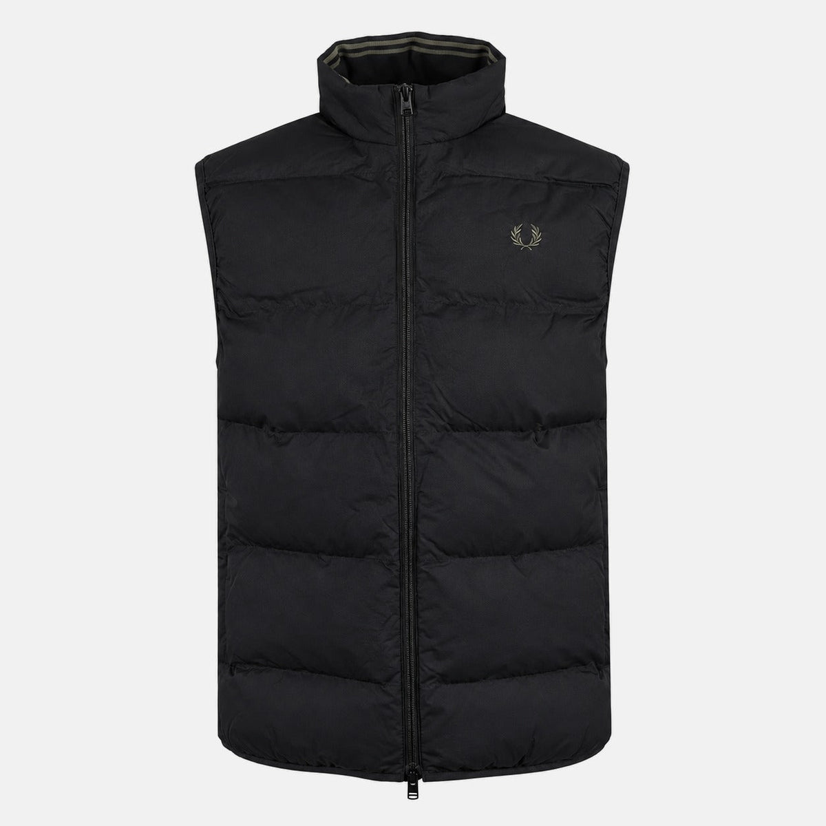 Fred Perry Insulated Padded Gilet Black/Laurel Wreath Green | Northern Threads Designer Menswear