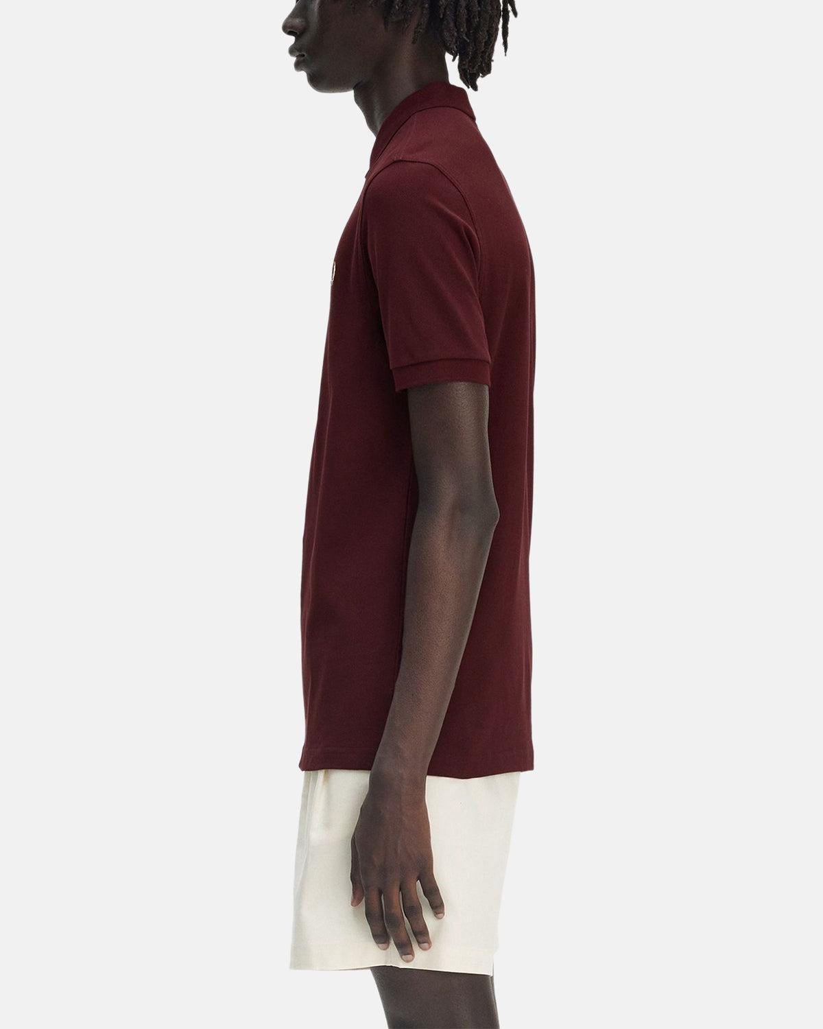FRED PERRY M6000 POLO SHIRT OXBLOOD ECRU - FRED-PERRY-M6000-597-S - northern threads uk