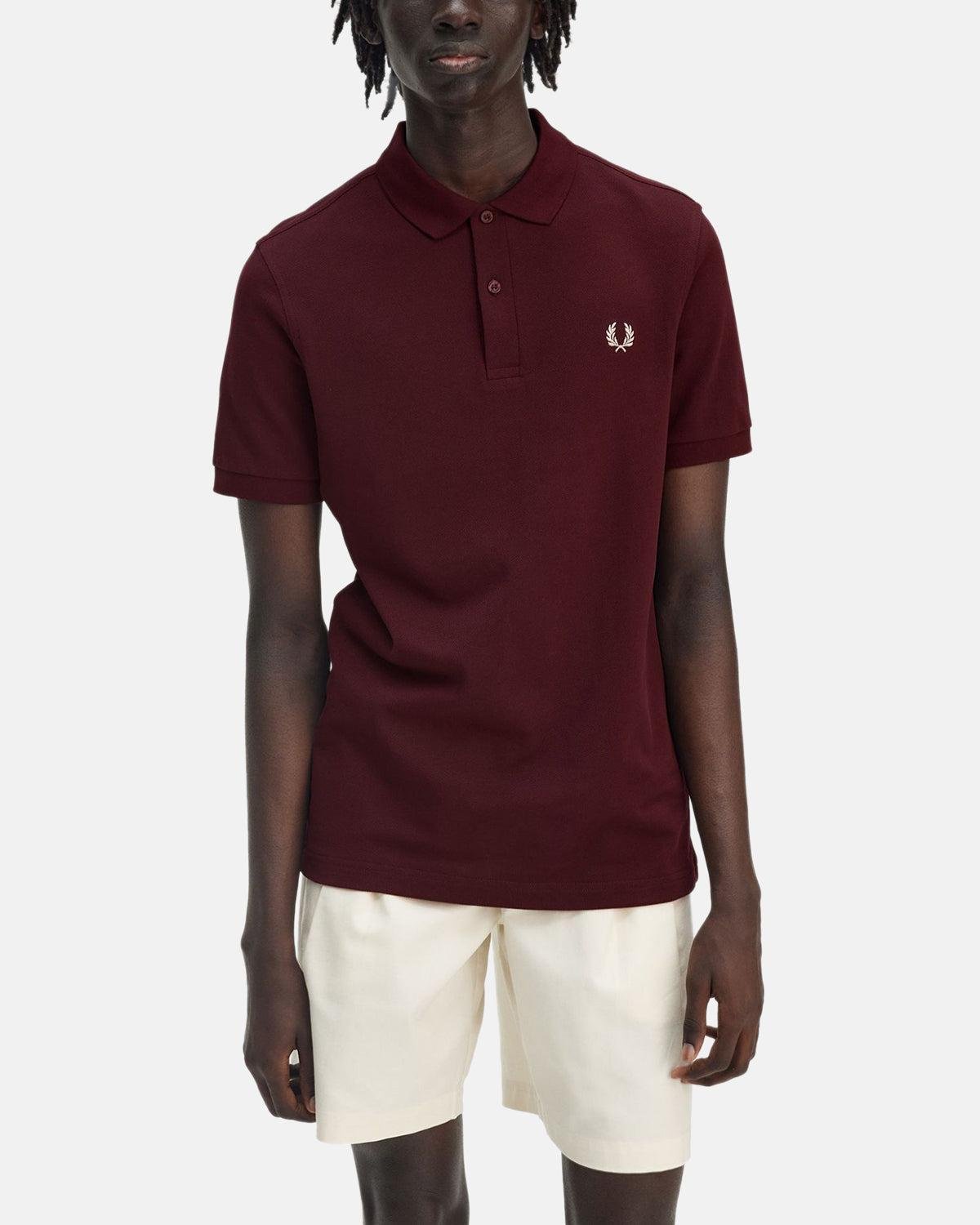FRED PERRY M6000 POLO SHIRT OXBLOOD ECRU - FRED-PERRY-M6000-597-S - northern threads uk