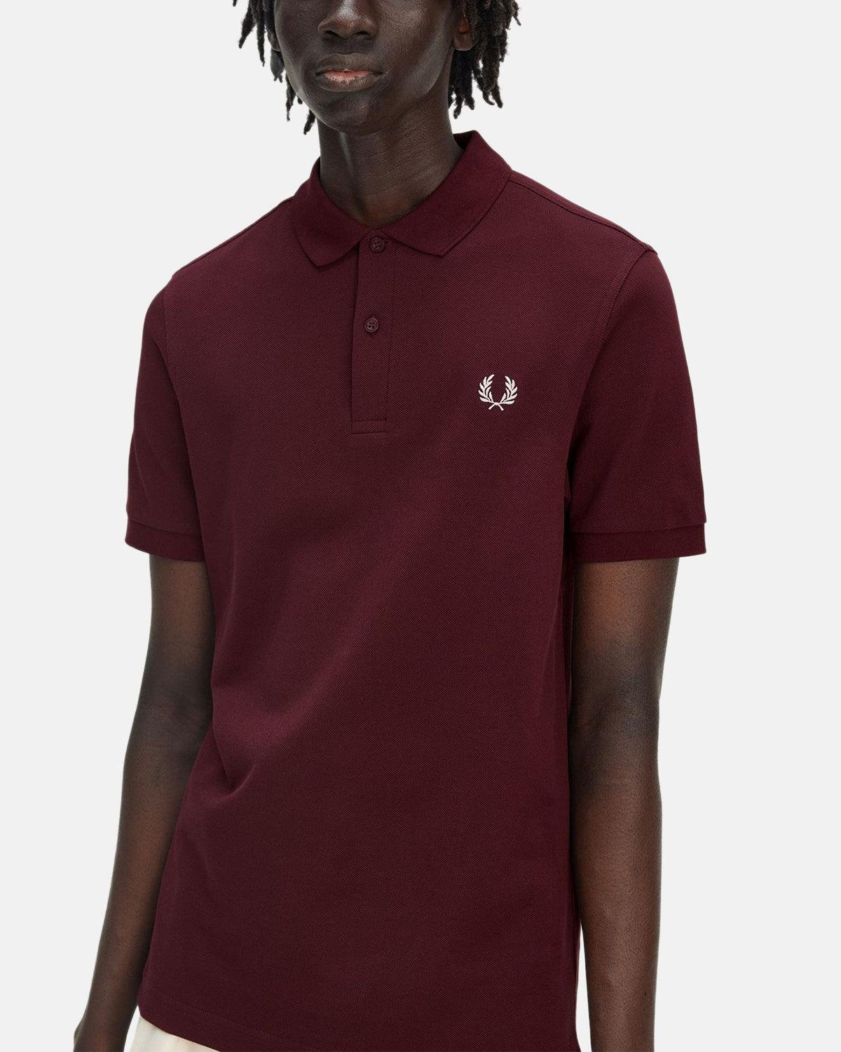 FRED PERRY M6000 POLO SHIRT OXBLOOD ECRU - FRED-PERRY-M6000-597-S - northern threads uk