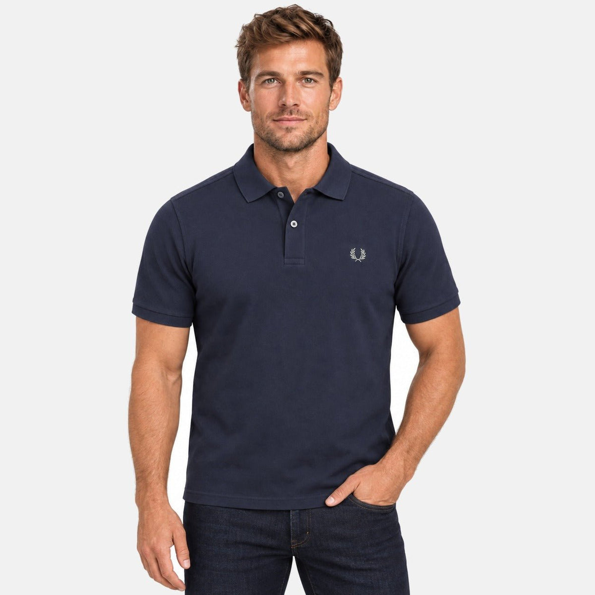 Fred Perry Plain Polo Shirt Dark Airforce/Seagrass | Northern Threads Designer Menswear
