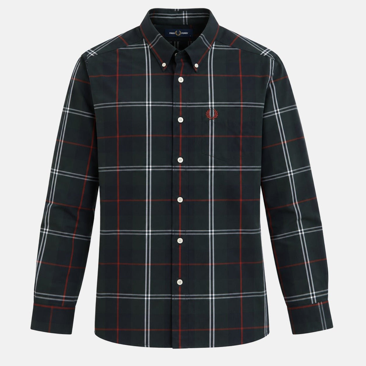 Fred Perry Poplin Tartan Shirt Night Green | Northern Threads Designer Menswear