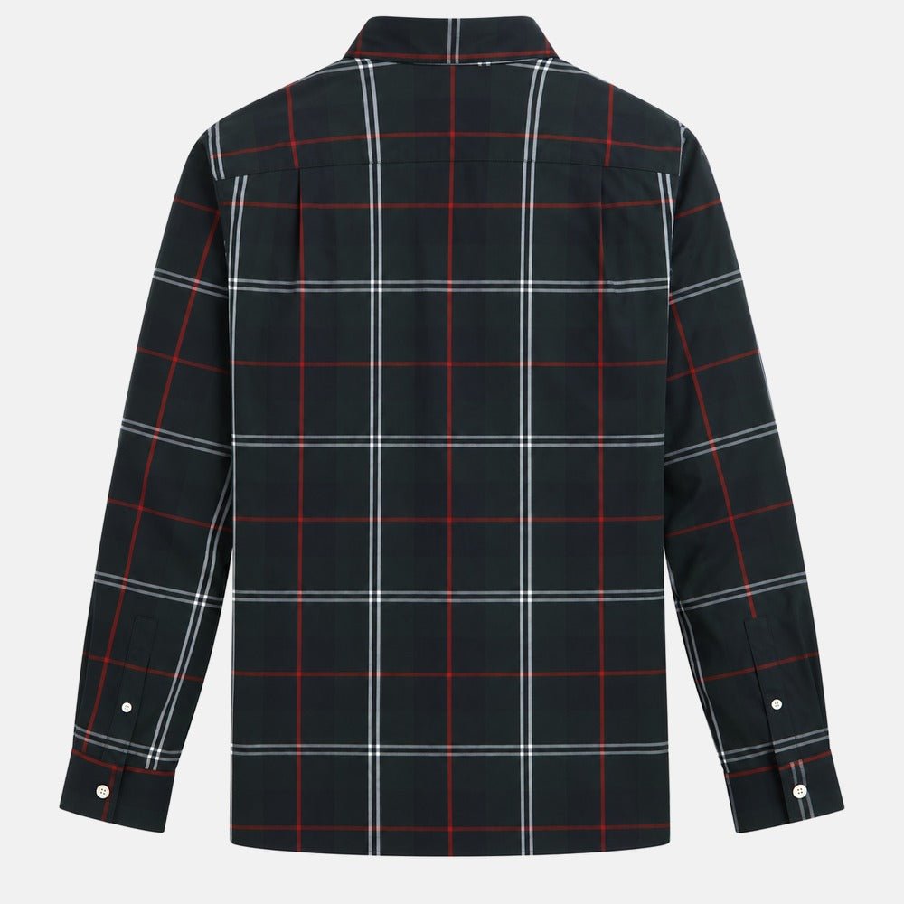 Fred Perry Poplin Tartan Shirt Night Green | Northern Threads Designer Menswear