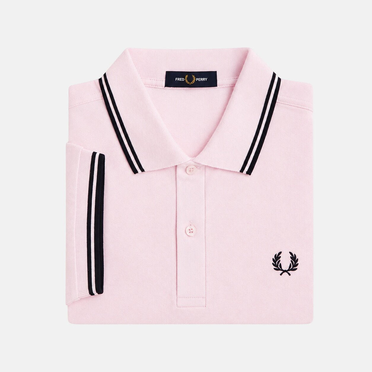 Fred Perry Twin Tipped Polo Shirt Iced Pink/Navy/Navy | Northern Threads Designer Menswear