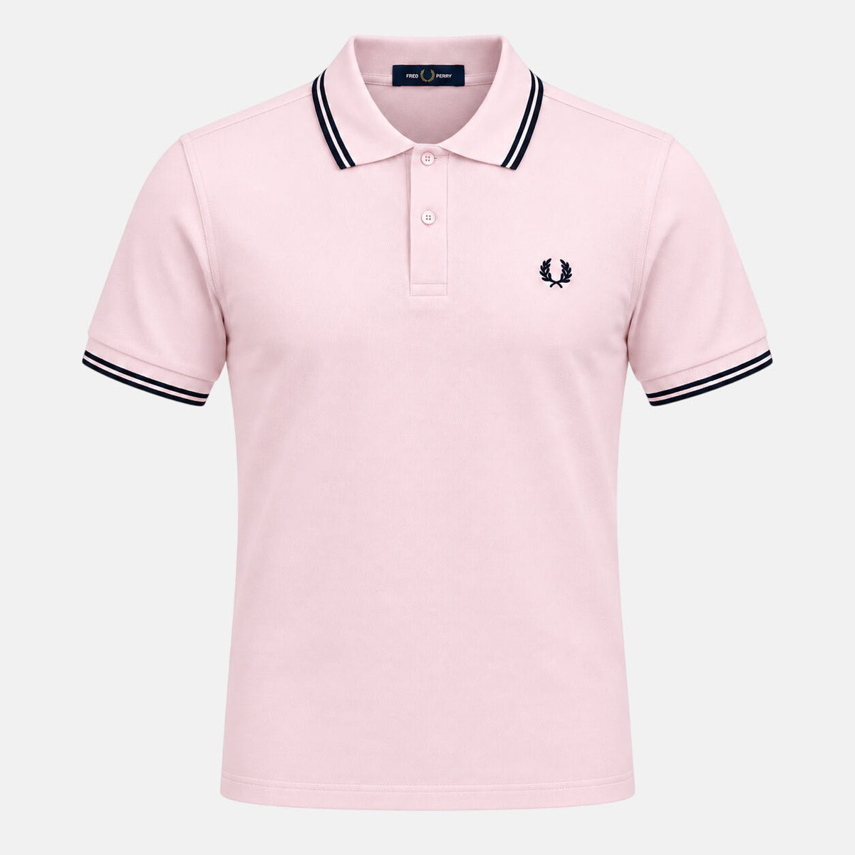 Fred Perry Twin Tipped Polo Shirt Iced Pink/Navy/Navy | Northern Threads Designer Menswear