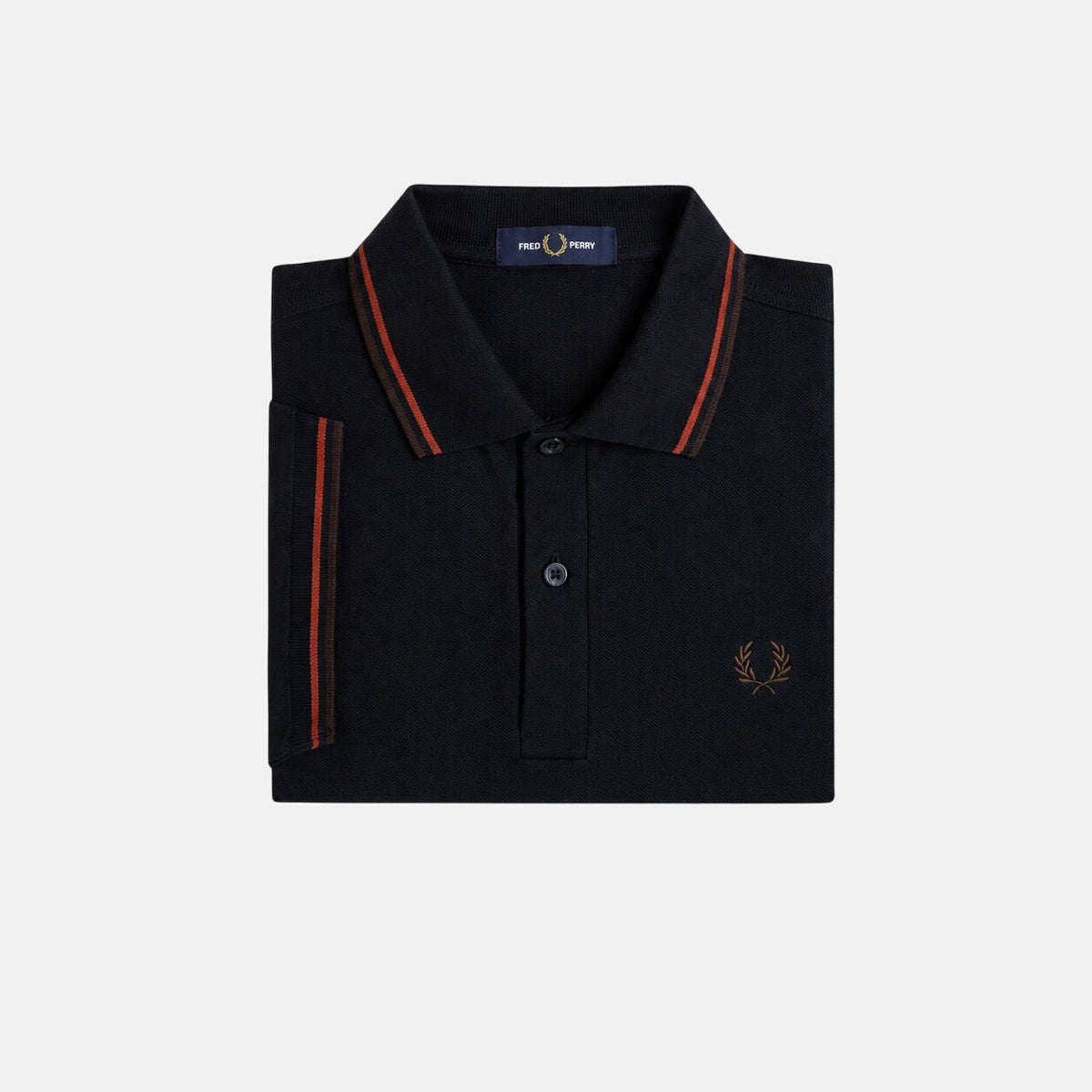 Fred Perry Twin Tipped Polo Shirt Navy/Brandy/Rich Brown | Northern Threads Designer Menswear
