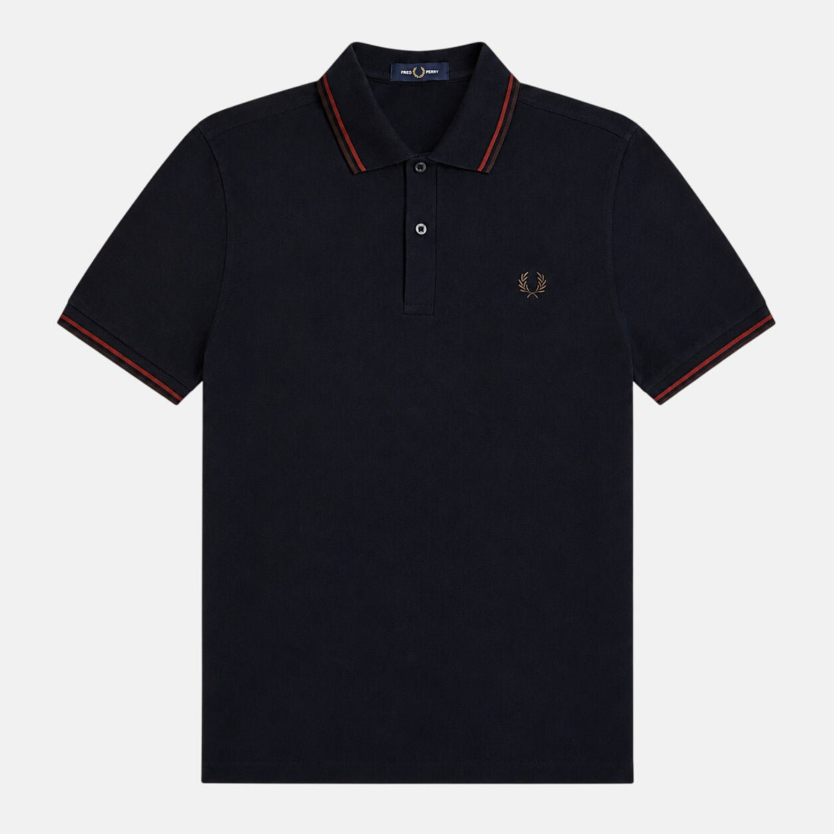Fred Perry Twin Tipped Polo Shirt Navy/Brandy/Rich Brown | Northern Threads Designer Menswear