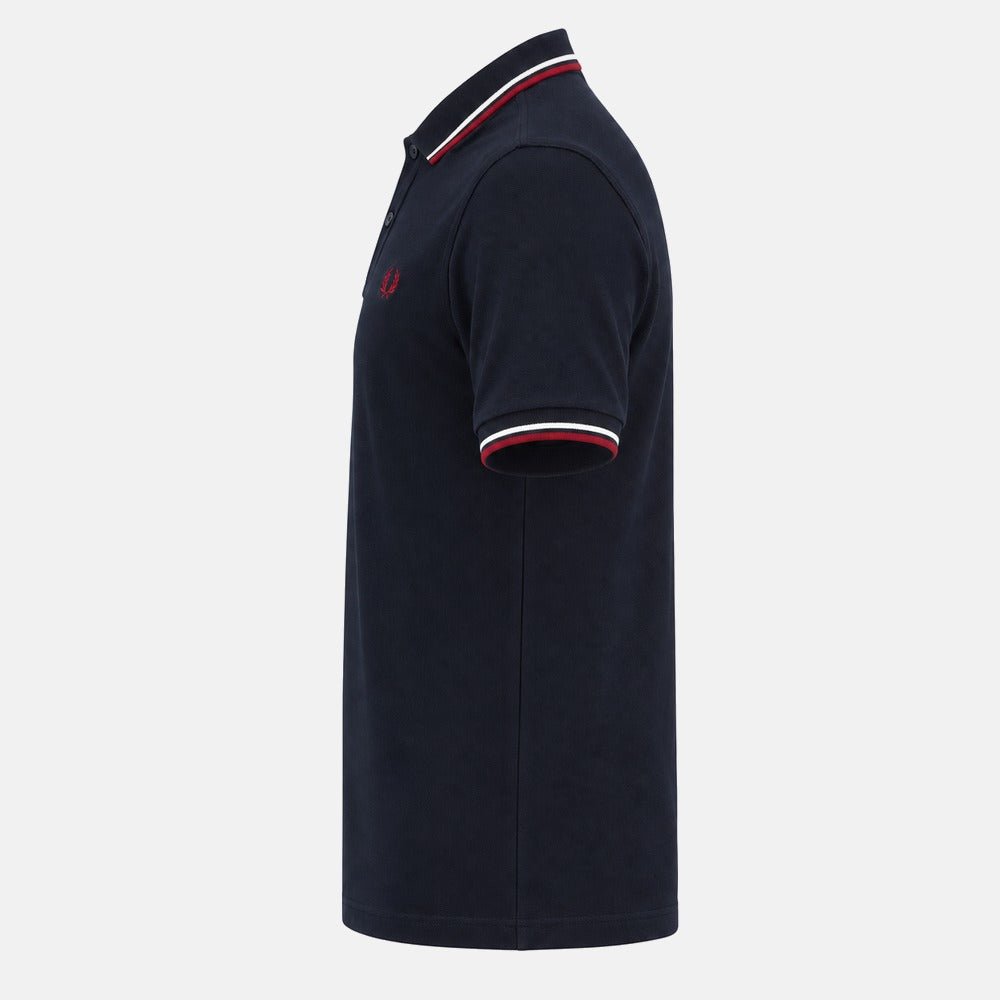 Fred Perry Twin Tipped Polo Shirt Navy/Snow White/Burnt Red | Northern Threads Designer Menswear