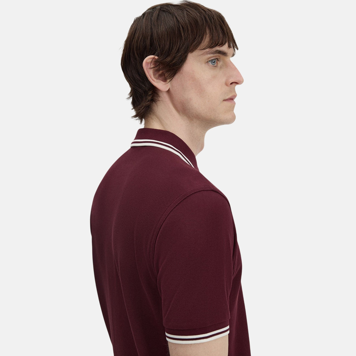 Fred Perry Twin Tipped Polo Shirt Oxblood Ecru Ecru | Northern Threads Designer Menswear