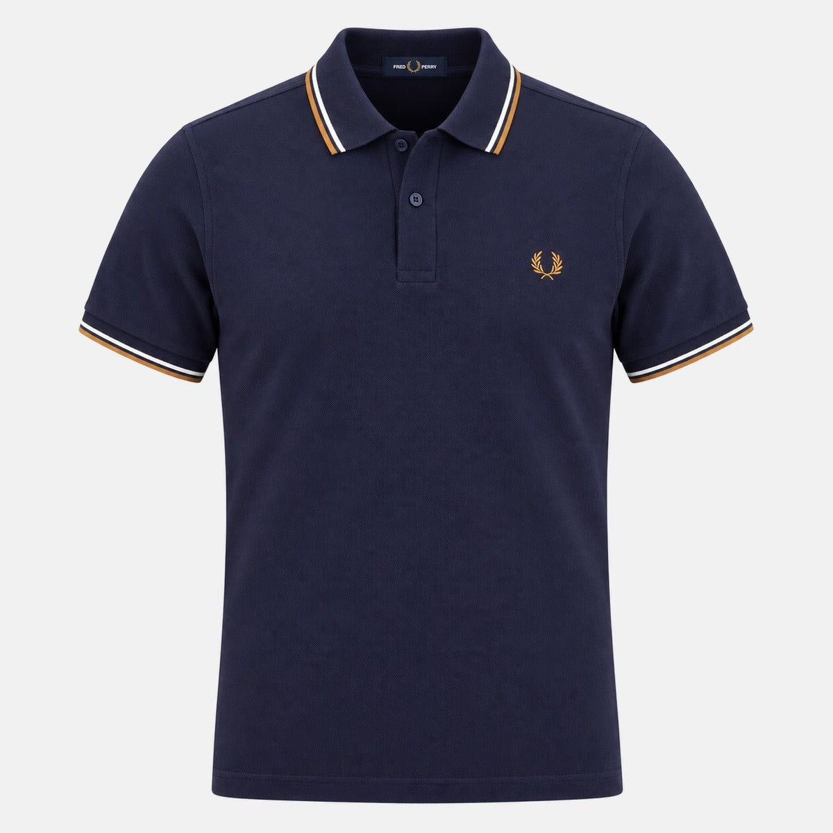 Fred Perry Twin Tipped Polo Shirt Twilight Navy/Snow White/Dark Caramel | Northern Threads Designer Menswear