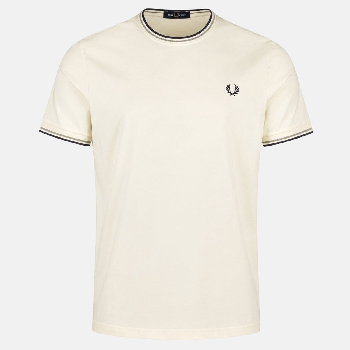 Fred Perry Twin Tipped T-Shirt Ecru/Seagrass/Dark Airforce | Northern Threads Designer Menswear