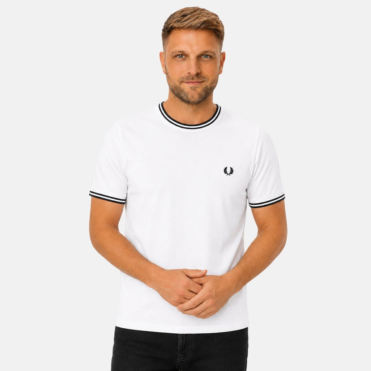 Fred Perry Twin Tipped T-Shirt White | Northern Threads Designer Menswear