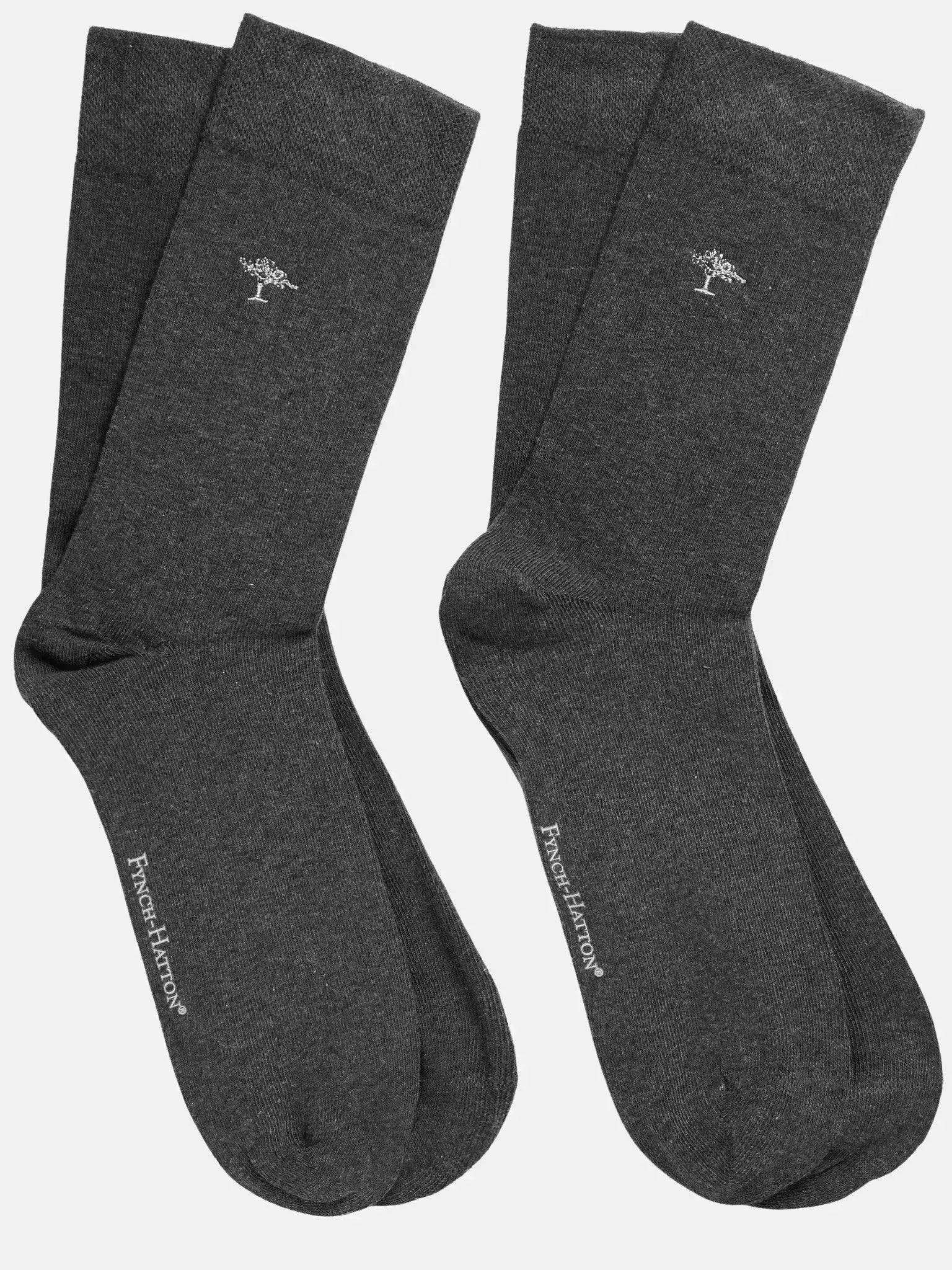 Fynch - Hatton 2 - Pack Logo Embroidery Socks Anthracite - 00000600-982-39-42 - northern threads uk