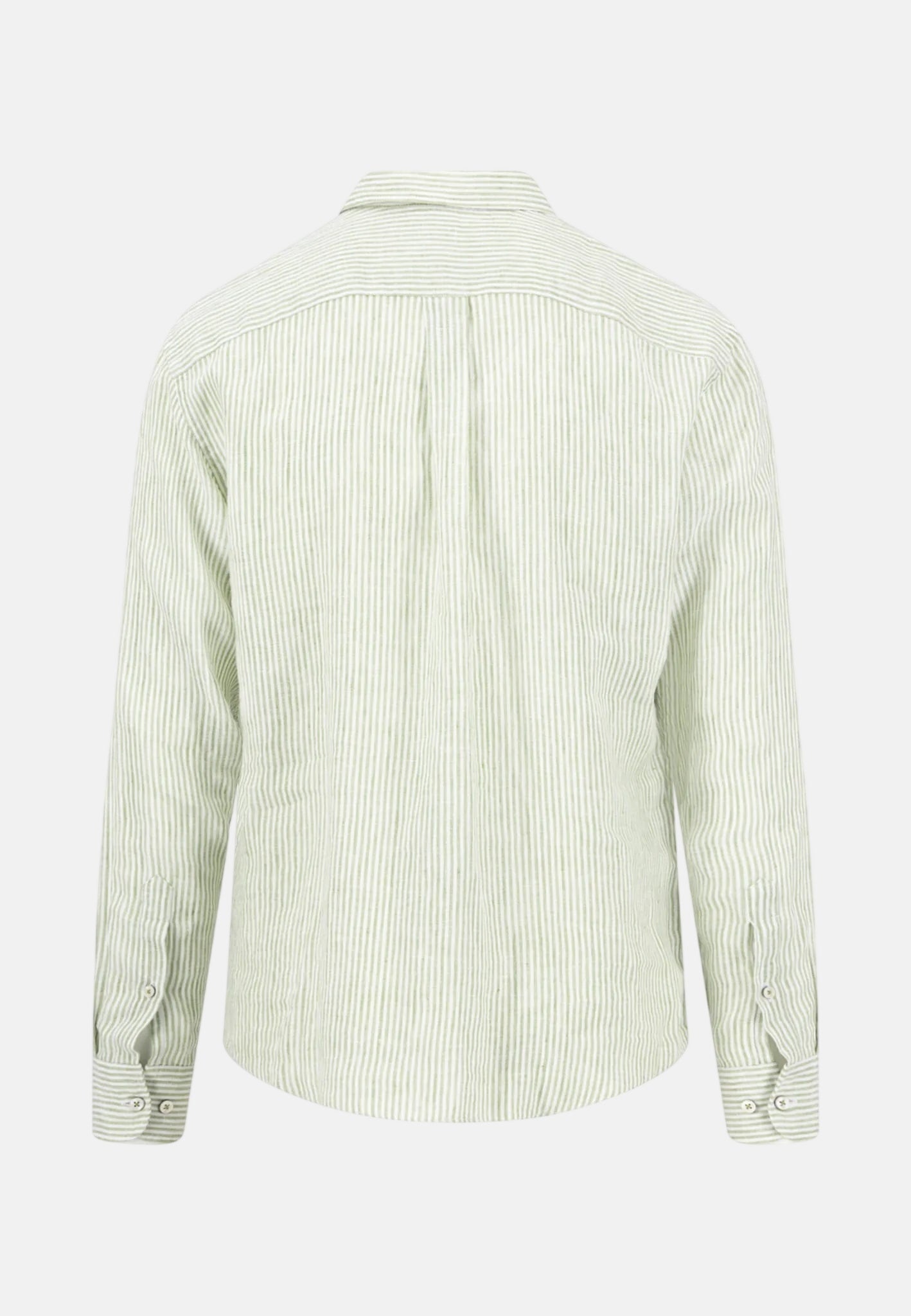 Fynch - Hatton Bengal Stripe Pure Linen Button Down Shirt Avocado - northern threads