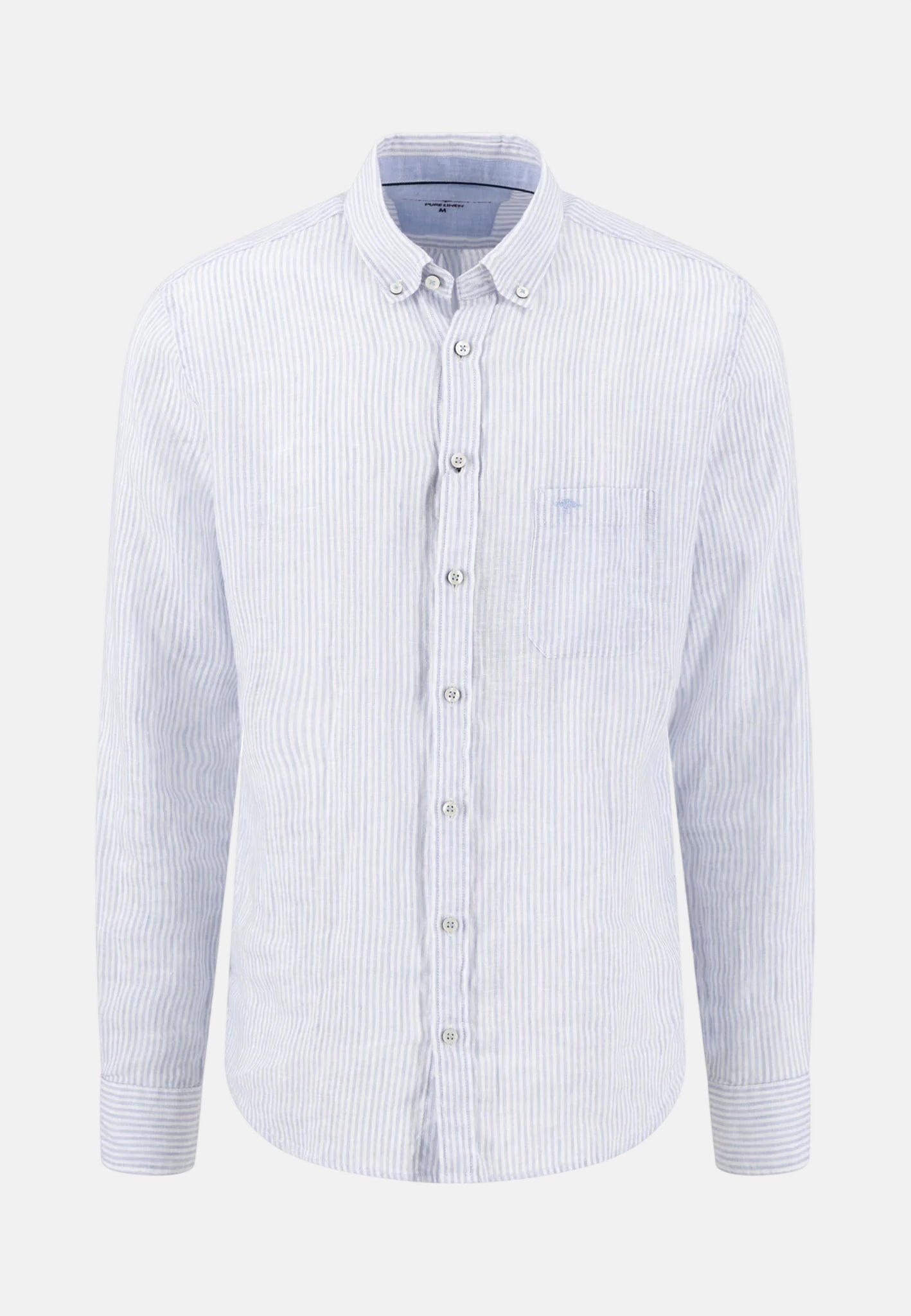 Fynch - Hatton Bengal Stripe Pure Linen Button Down Shirt New Breeze - 16136020-653-M - northern threads uk