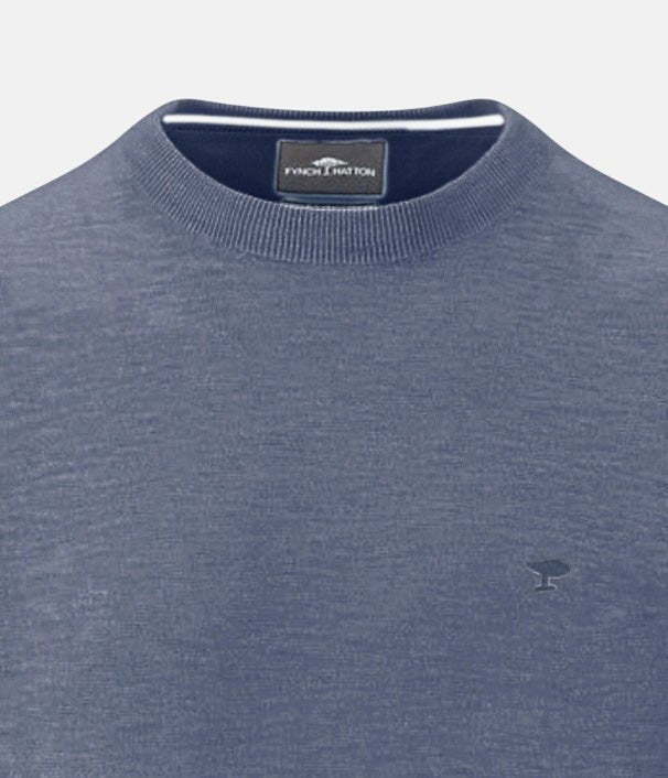 Fynch - Hatton Cotton Linen Fine Knit T-Shirt Horizon - northern threads