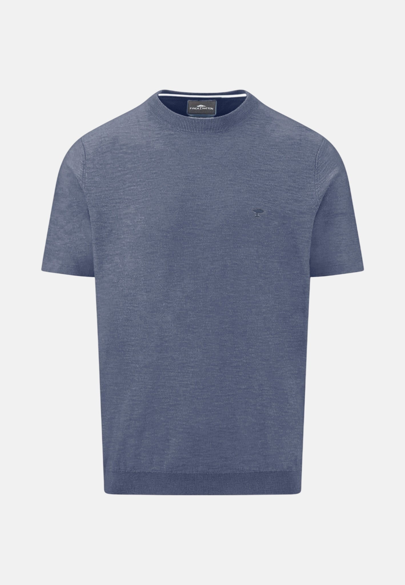 Fynch - Hatton Cotton Linen Fine Knit T-Shirt Horizon - 1603701-655-M - northern threads uk
