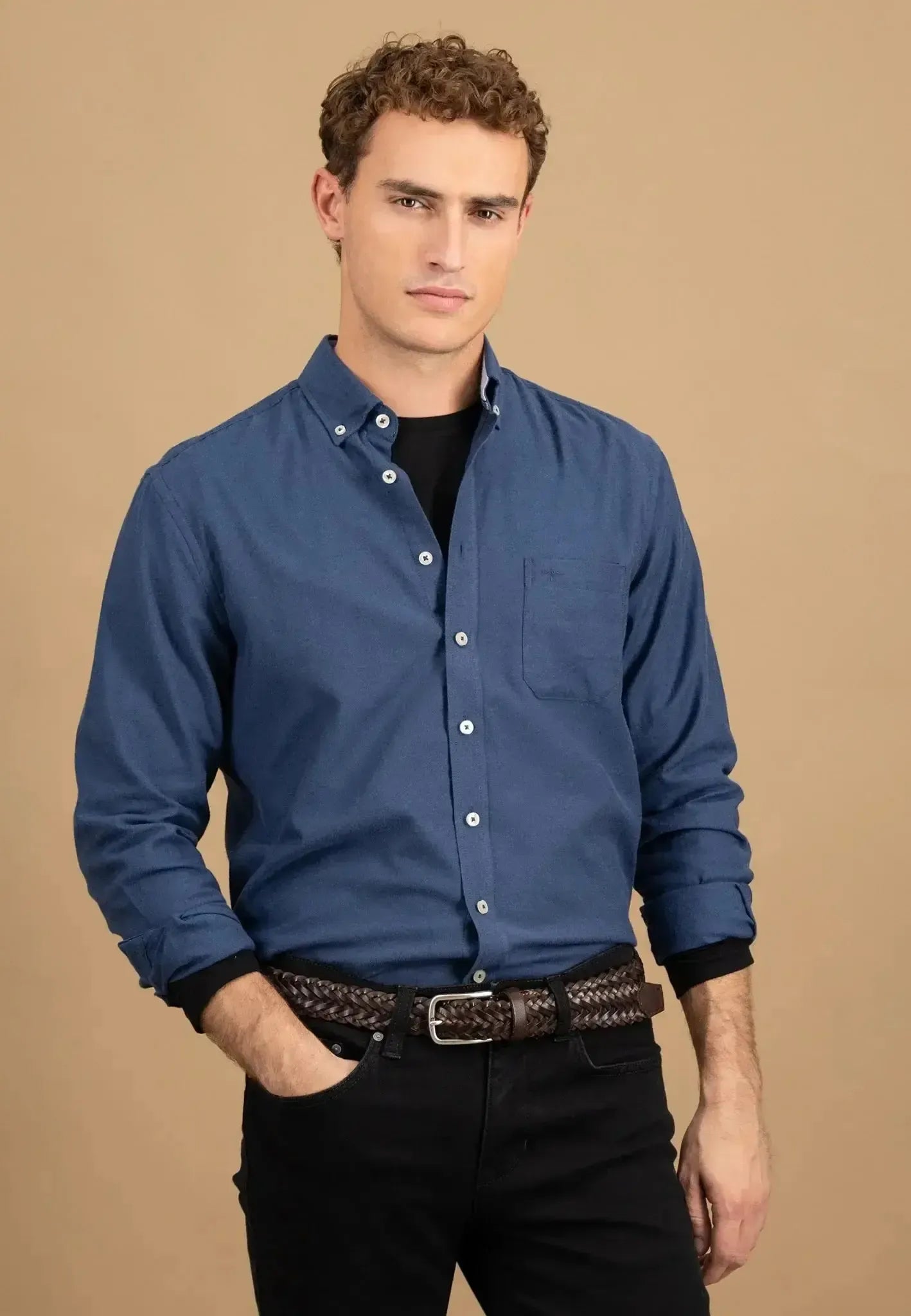 Fynch - Hatton Essential Flannel Button Down Shirt Navy - northern threads