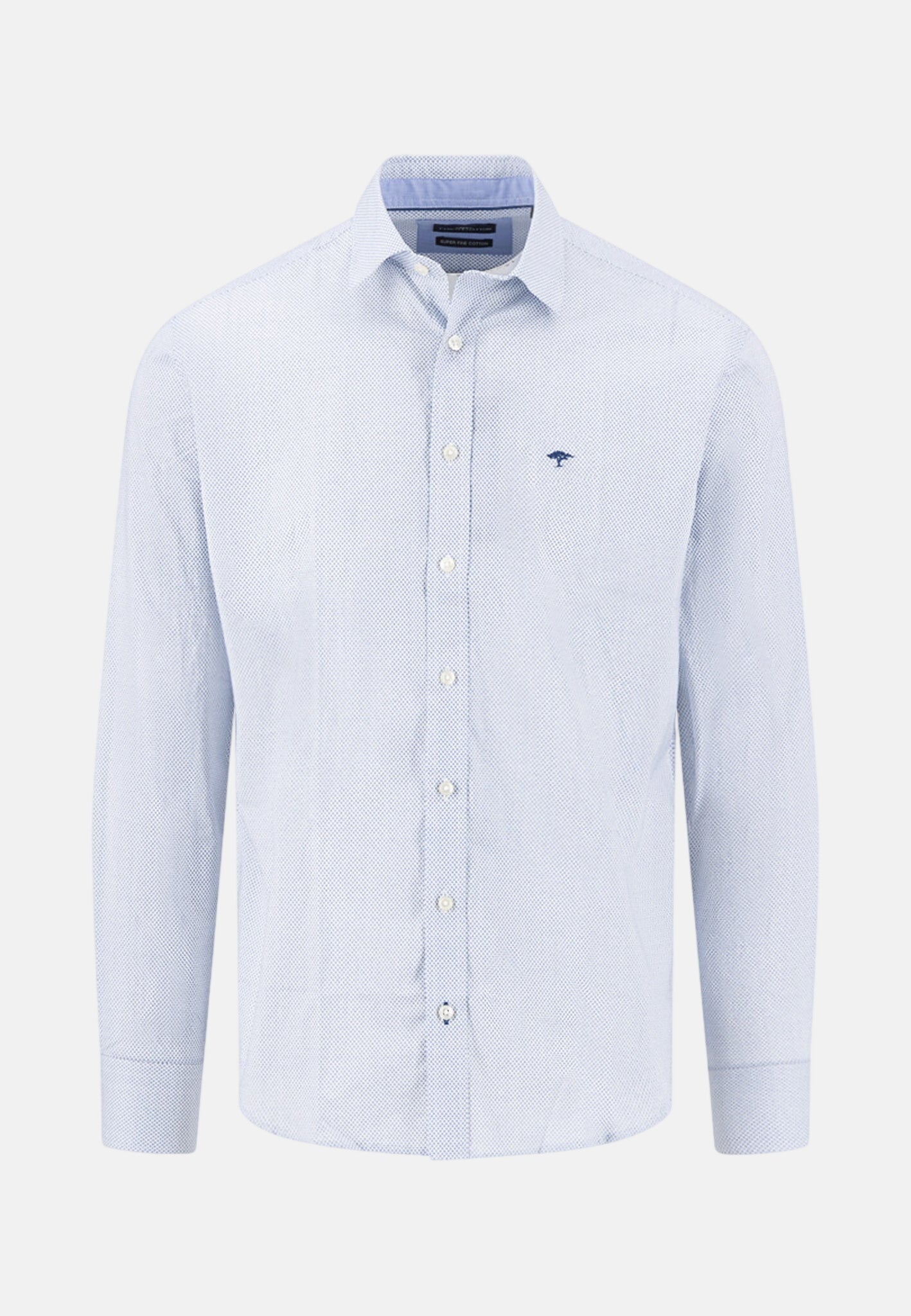 Fynch - Hatton Essential Premium Print Kent Collar Shirt Harbour Blue - 16135153-654-M - northern threads uk