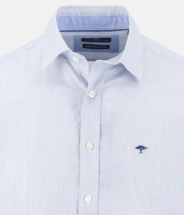 Fynch - Hatton Essential Premium Print Kent Collar Shirt Harbour Blue - northern threads