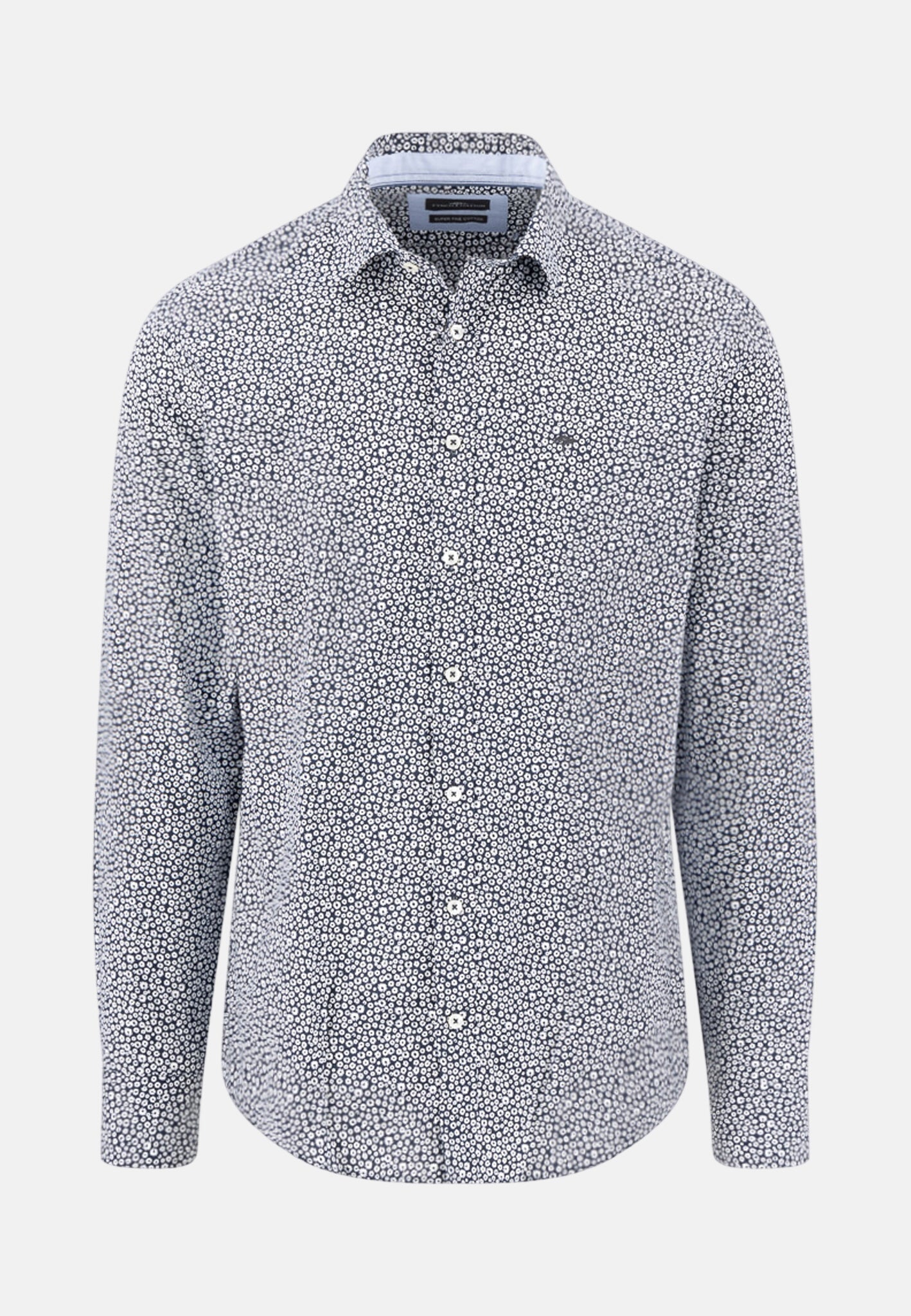 Fynch - Hatton Essential Premium Print Kent Collar Shirt Navy - 16135133-685-M - northern threads uk