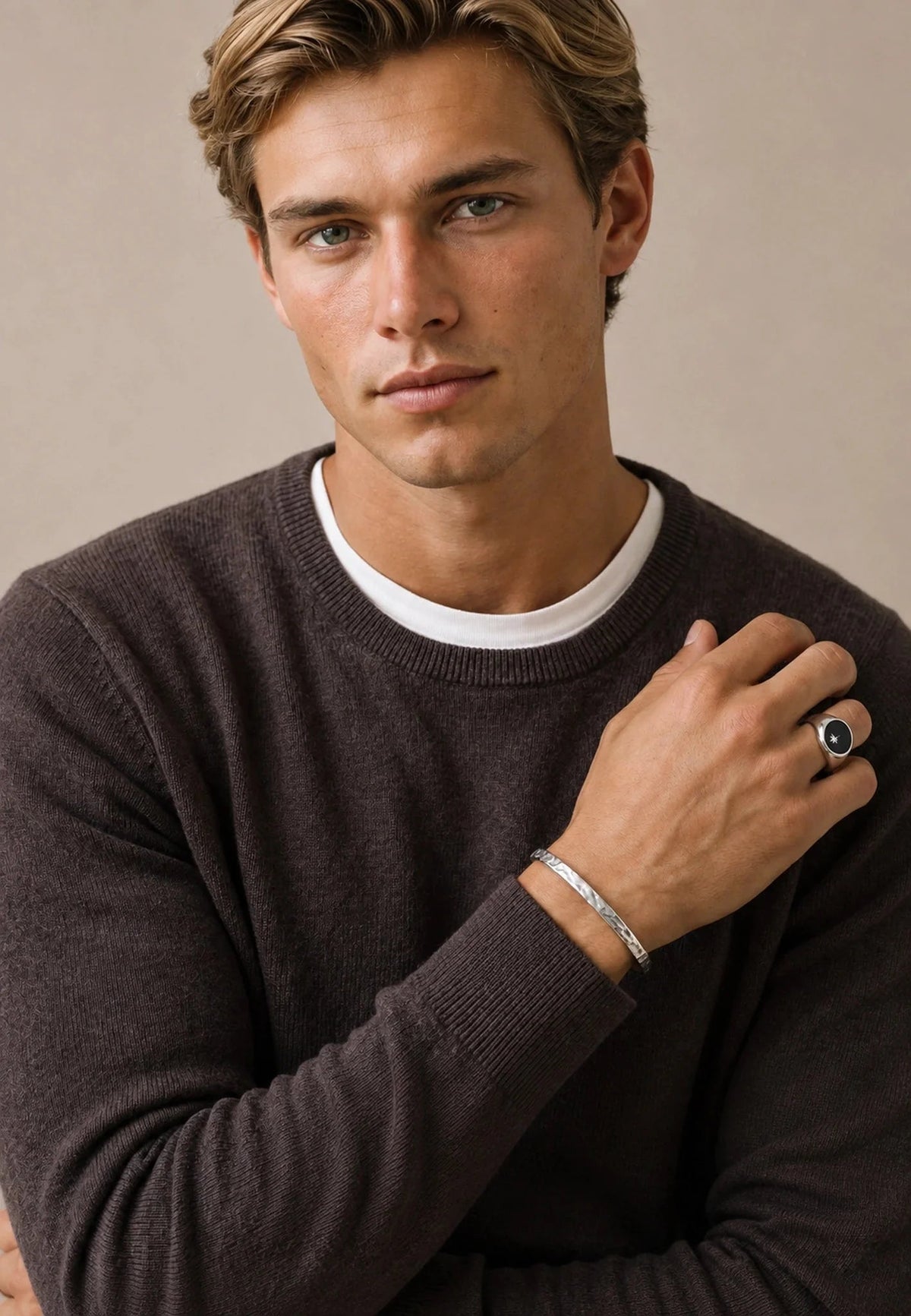 Fynch-Hatton Fine Knit Air Cotton Crewneck Sweater Soil | Northern Threads Designer Menswear