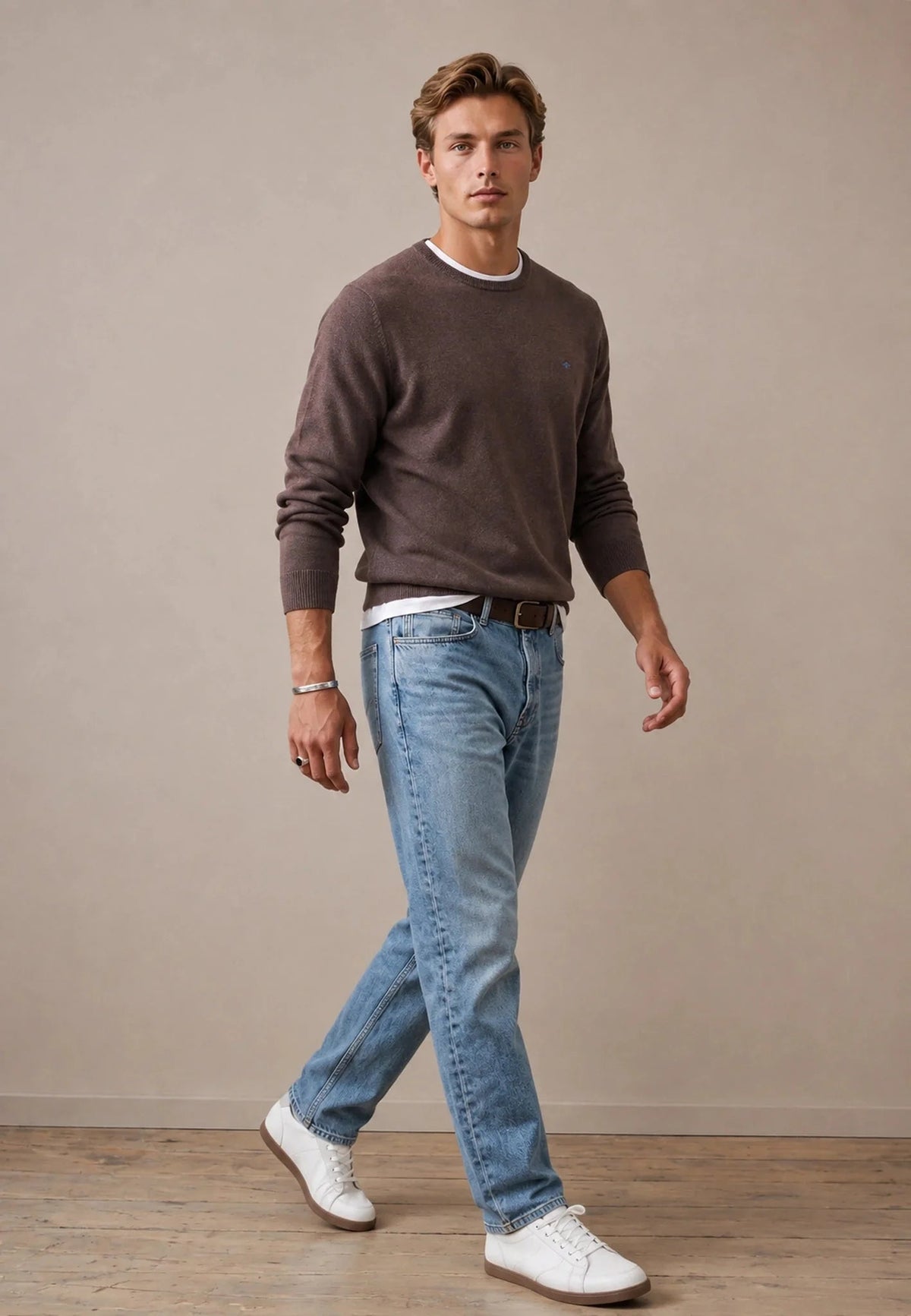 Fynch-Hatton Fine Knit Air Cotton Crewneck Sweater Soil | Northern Threads Designer Menswear