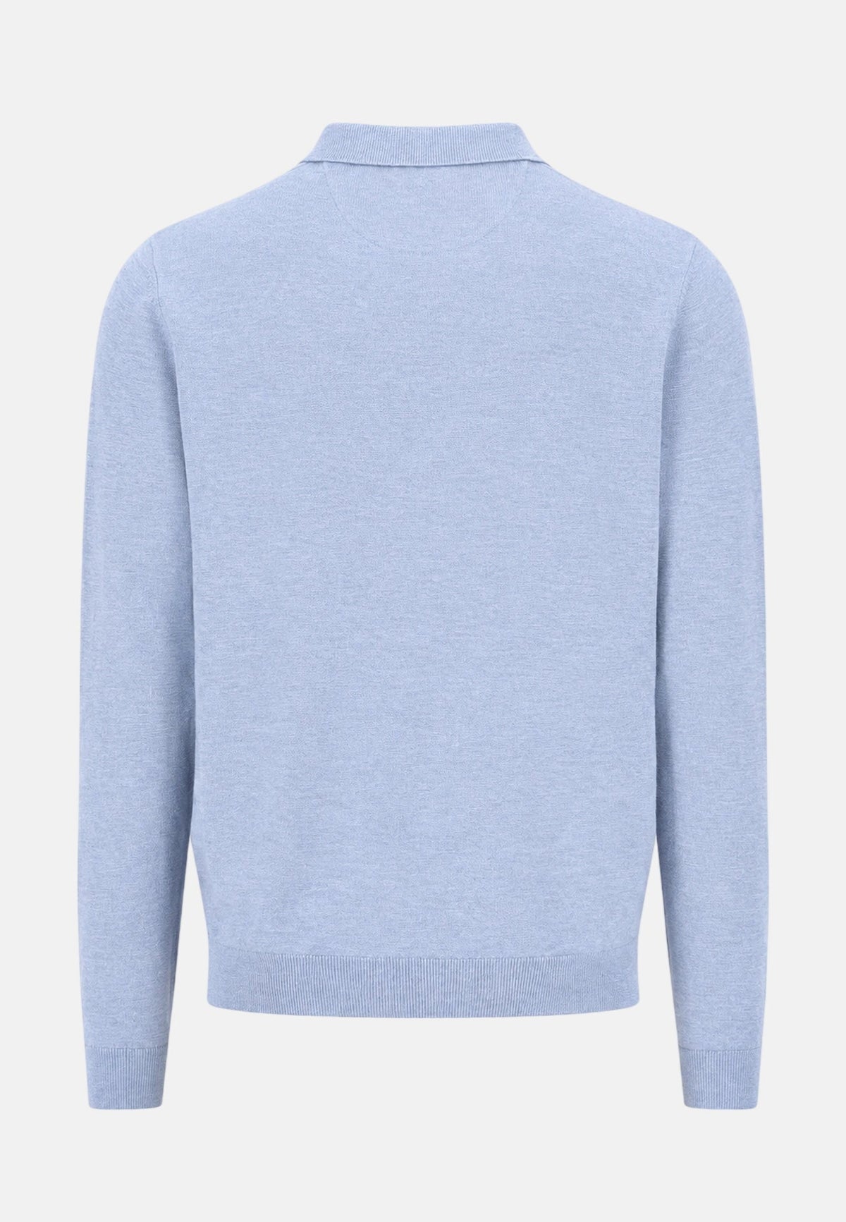 Fynch-Hatton Fine Knit Air Cotton Polo Collar Sweater Air Blue | Northern Threads Designer Menswear