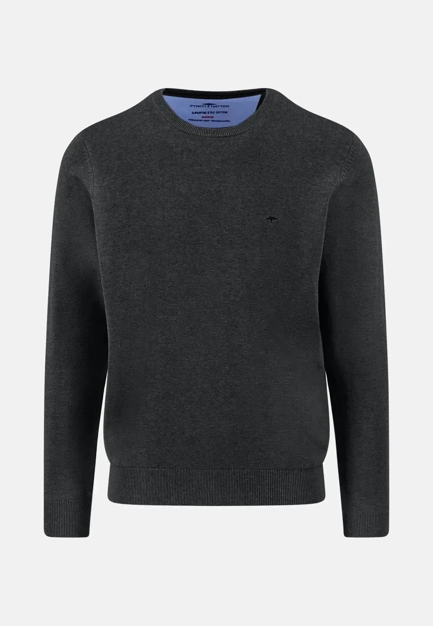 Fynch - Hatton Fine Knit Cotton Crewneck Black - 1514210-999-S - northern threads uk