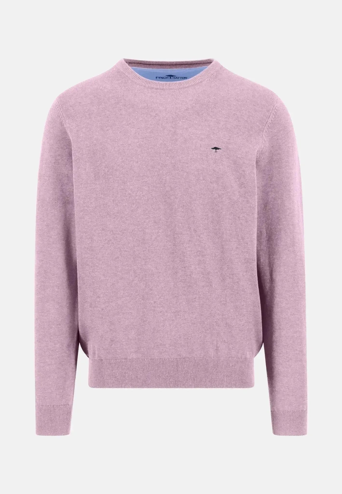 Fynch - Hatton Fine Knit Cotton Crewneck Magnolia - 1613210-464-S - northern threads uk