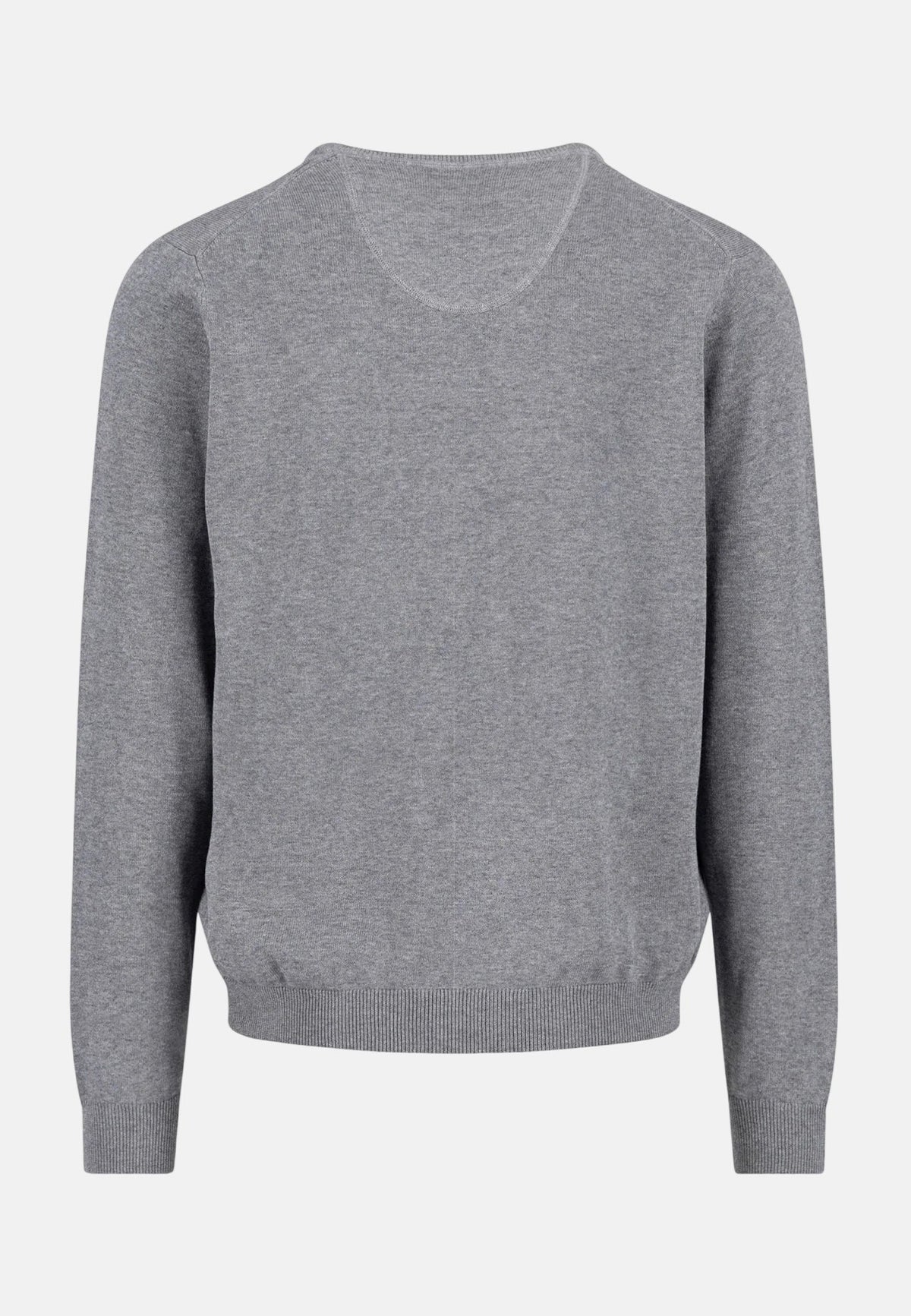 Fynch-Hatton Fine Knit Cotton V-Neck Sweater Steel | Northern Threads Designer Menswear