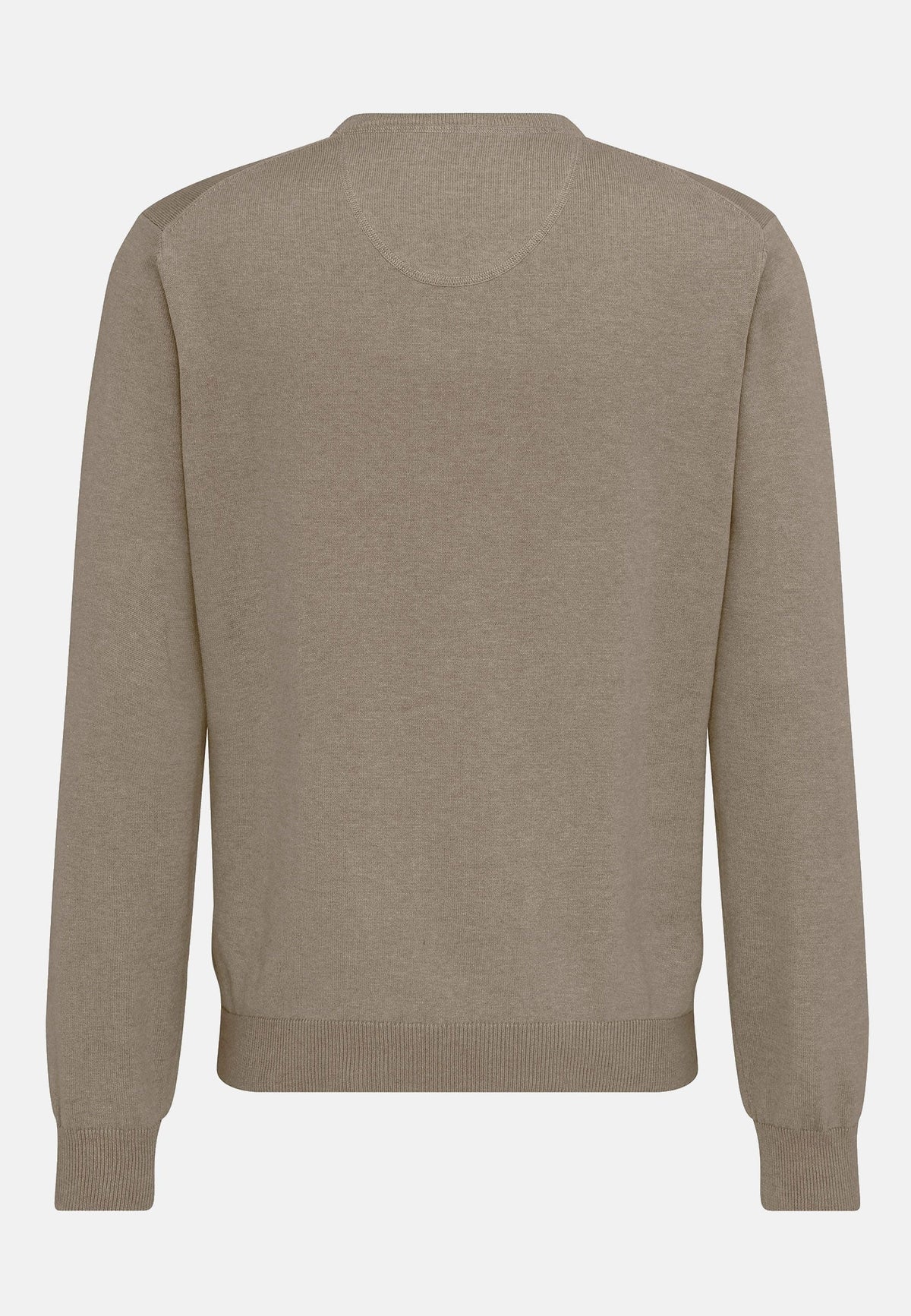 Fynch-Hatton Fine Knit Cotton V-Neck Sweater Taupe | Northern Threads Designer Menswear
