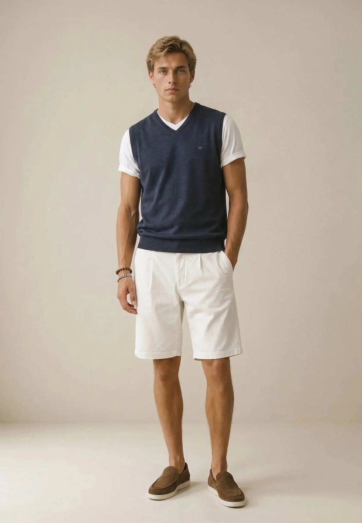 Fynch-Hatton Fine Knit Cotton Vest Navy | Northern Threads Designer Menswear