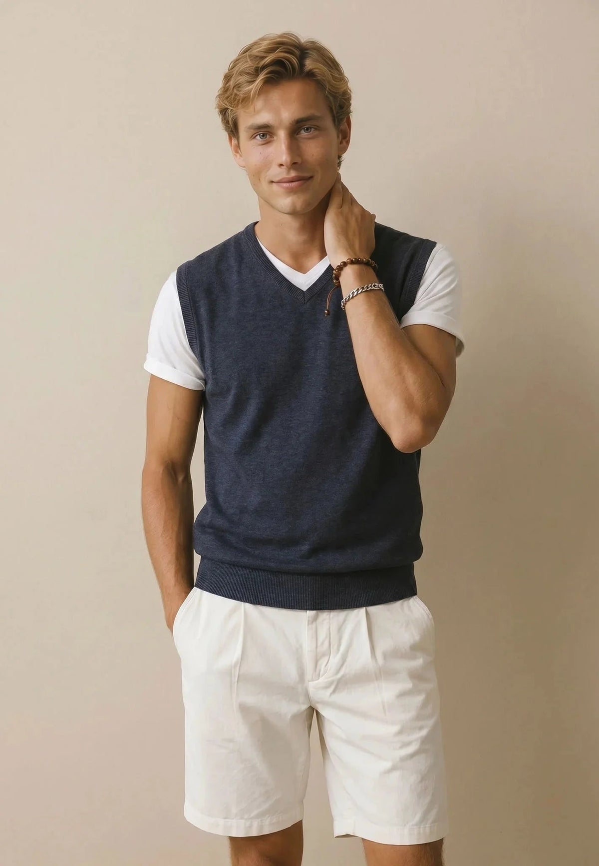 Fynch-Hatton Fine Knit Cotton Vest Navy | Northern Threads Designer Menswear