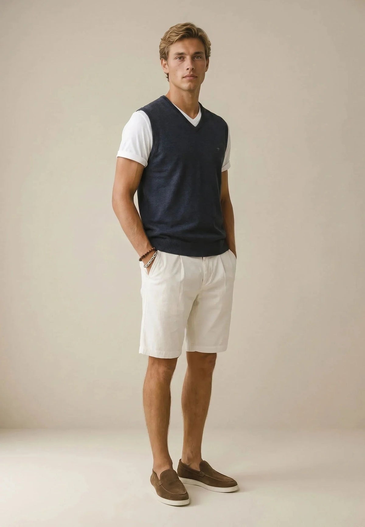 Fynch-Hatton Fine Knit Cotton Vest Navy | Northern Threads Designer Menswear