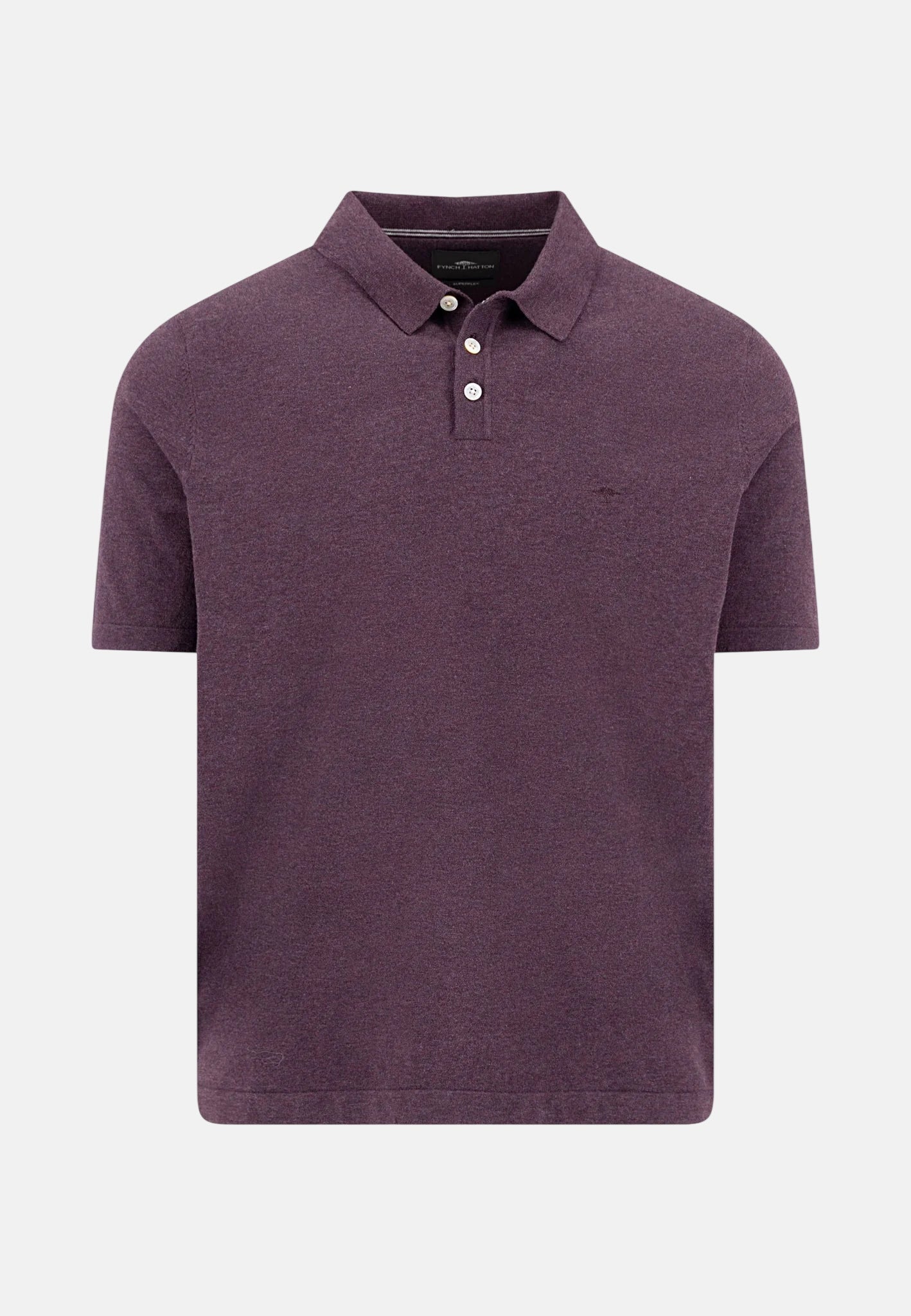 Fynch - Hatton Fine Knit Polo Shirt Aubergine - 1602229-342-M - northern threads uk