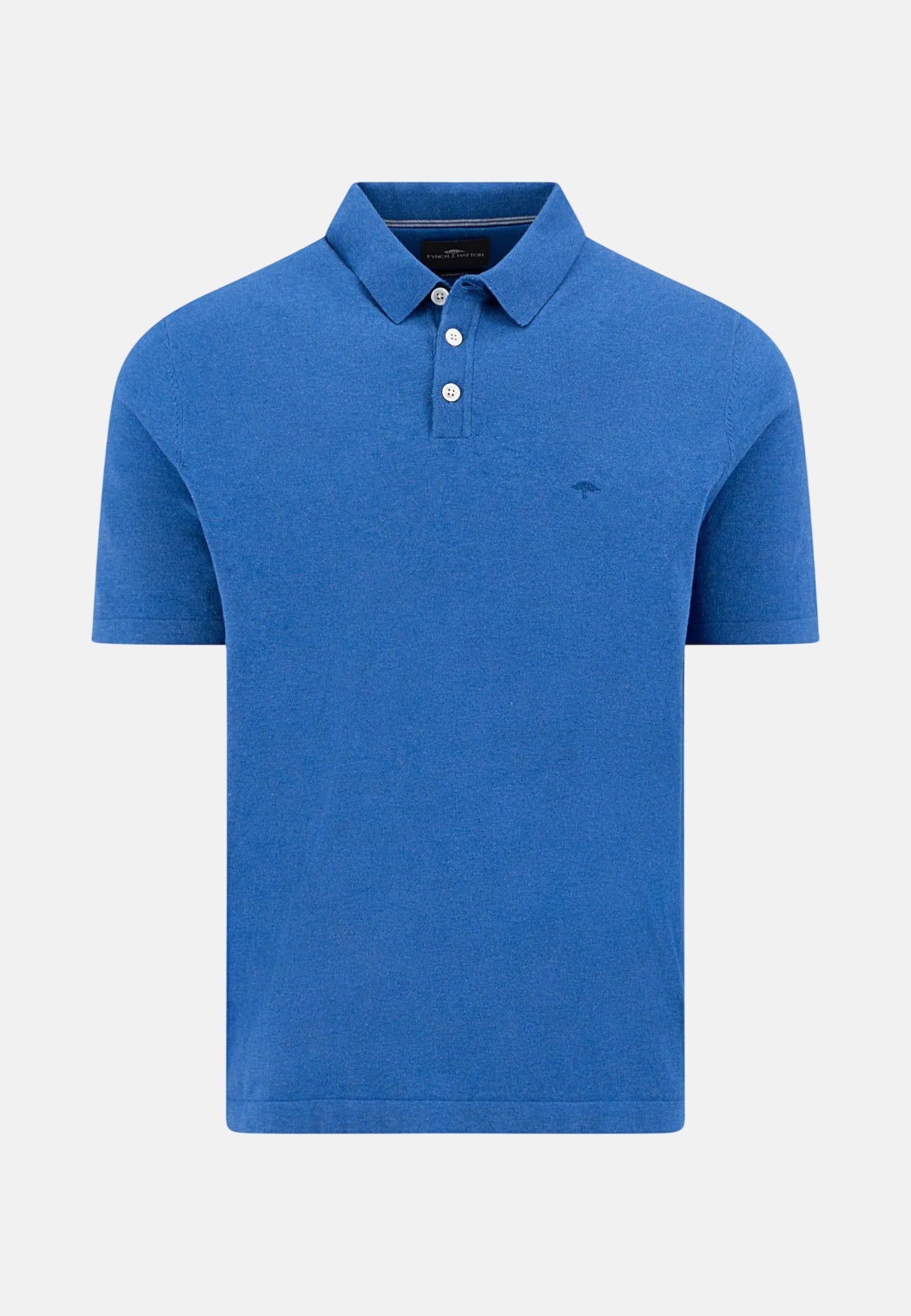 Fynch - Hatton Fine Knit Polo Shirt Harbour Blue - 1602229-654-M - northern threads uk