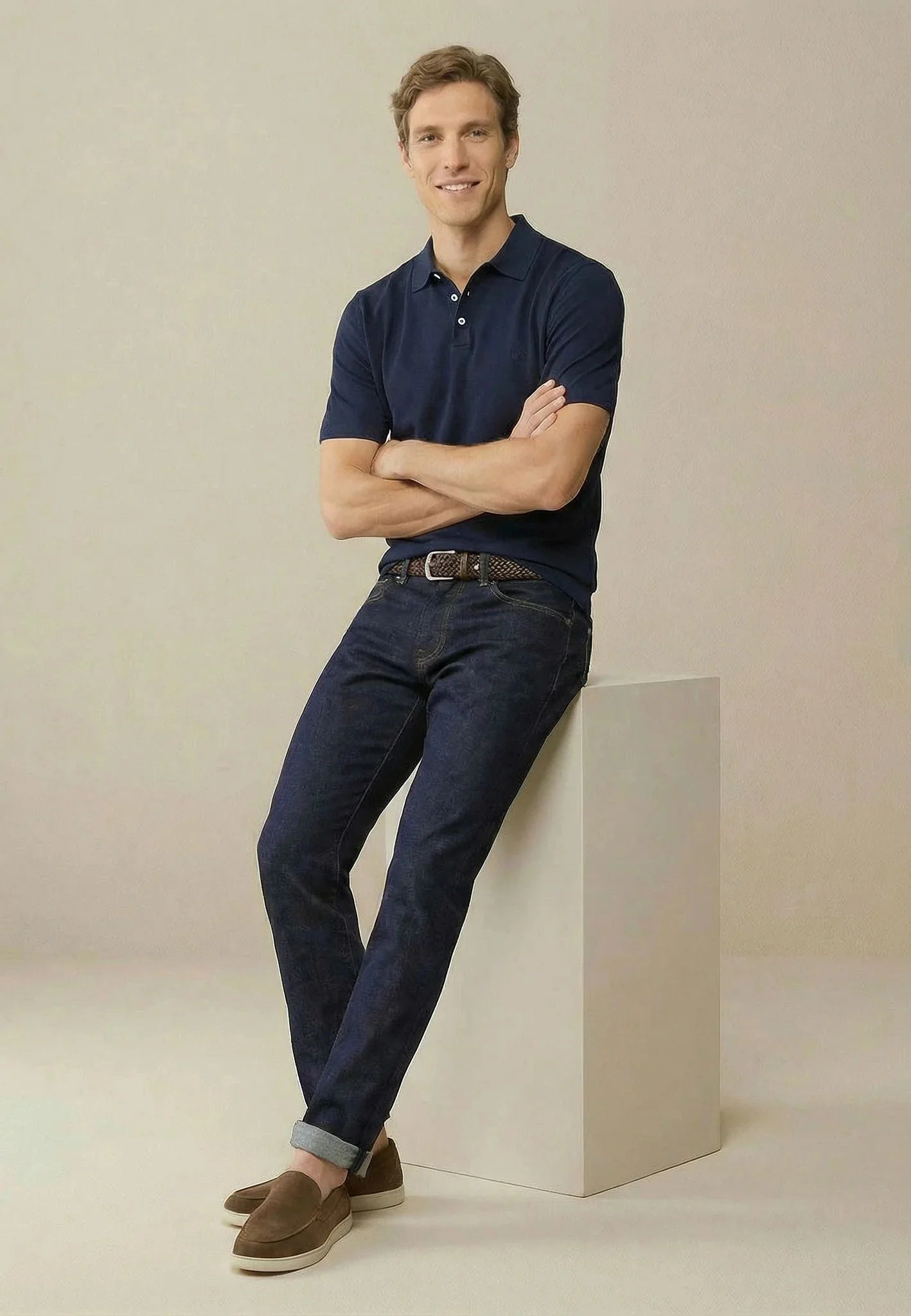 Fynch - Hatton Fine Knit Polo Shirt Navy - northern threads