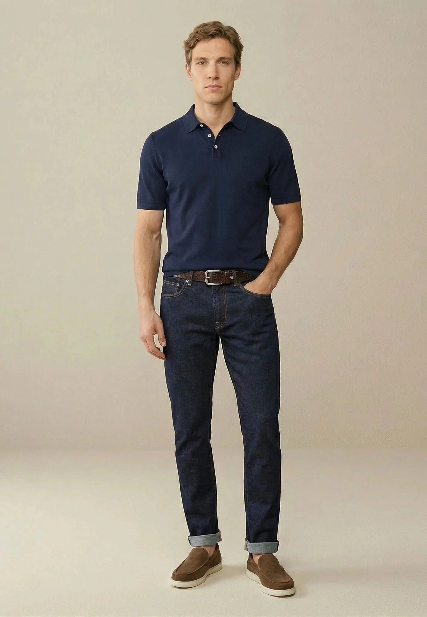 Fynch - Hatton Fine Knit Polo Shirt Navy - northern threads