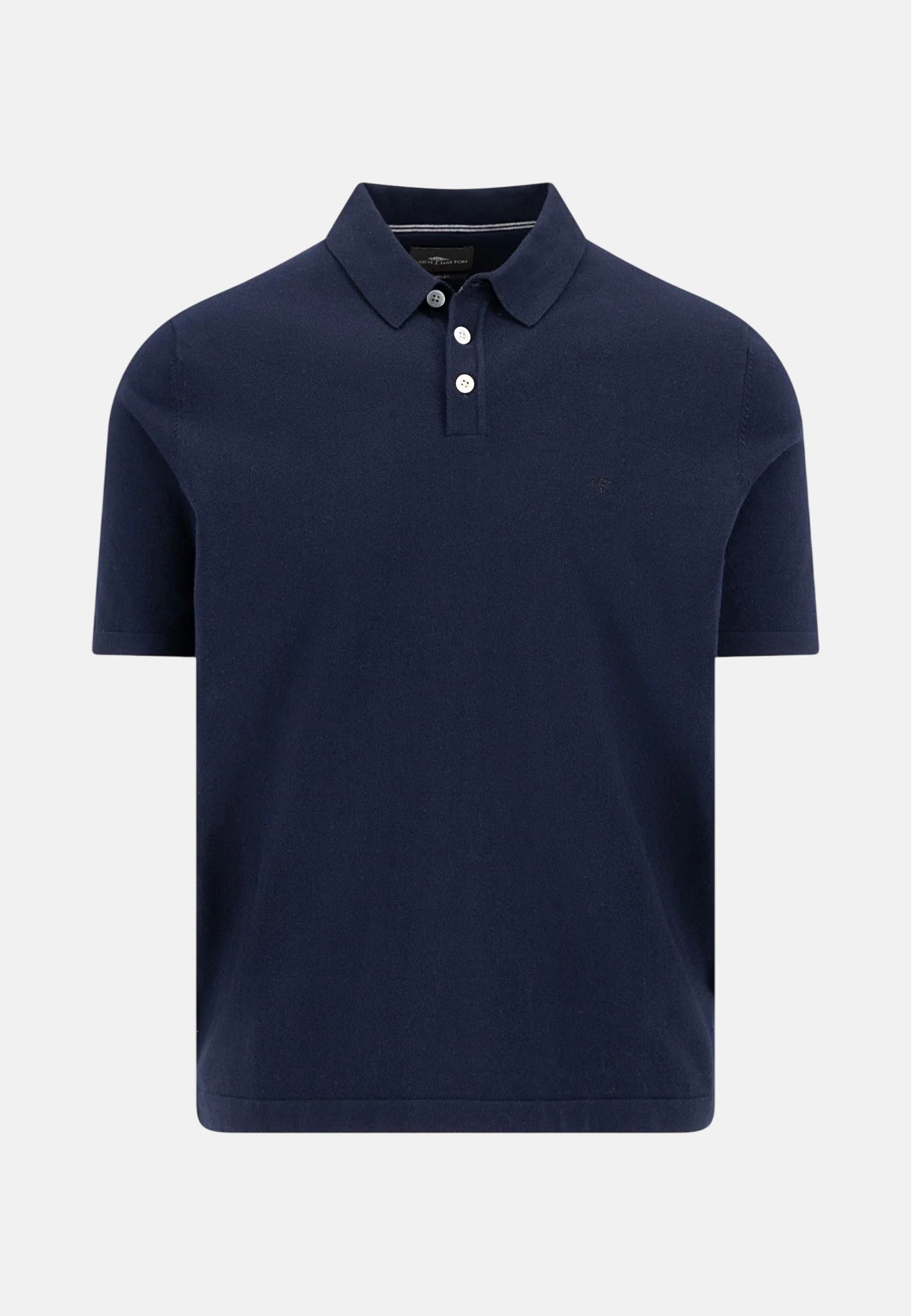 Fynch - Hatton Fine Knit Polo Shirt Navy - 1602229-690-M - northern threads uk
