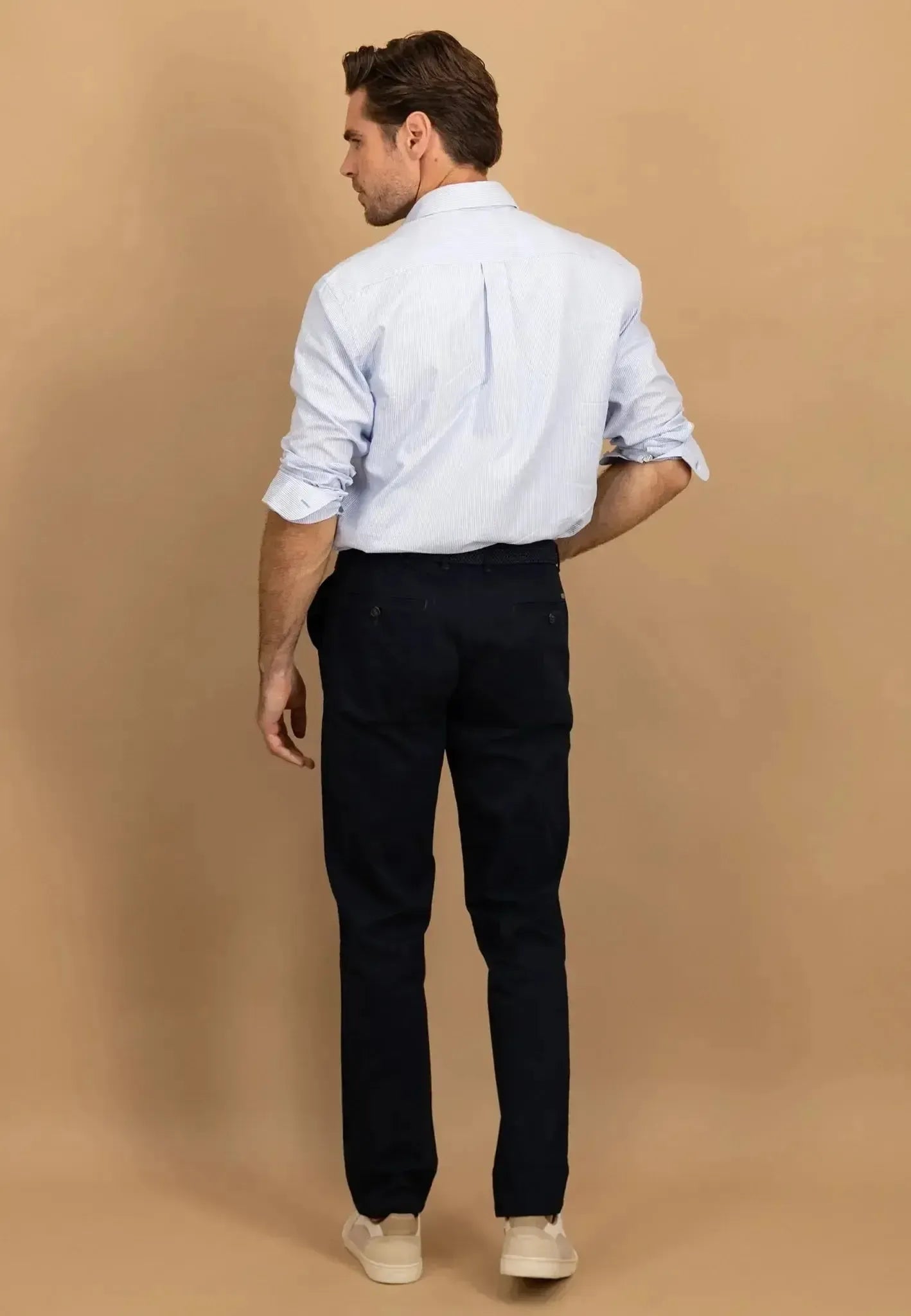 Fynch - Hatton Fine Oxford Stripe Button Down Shirt Crystal Blue - northern threads