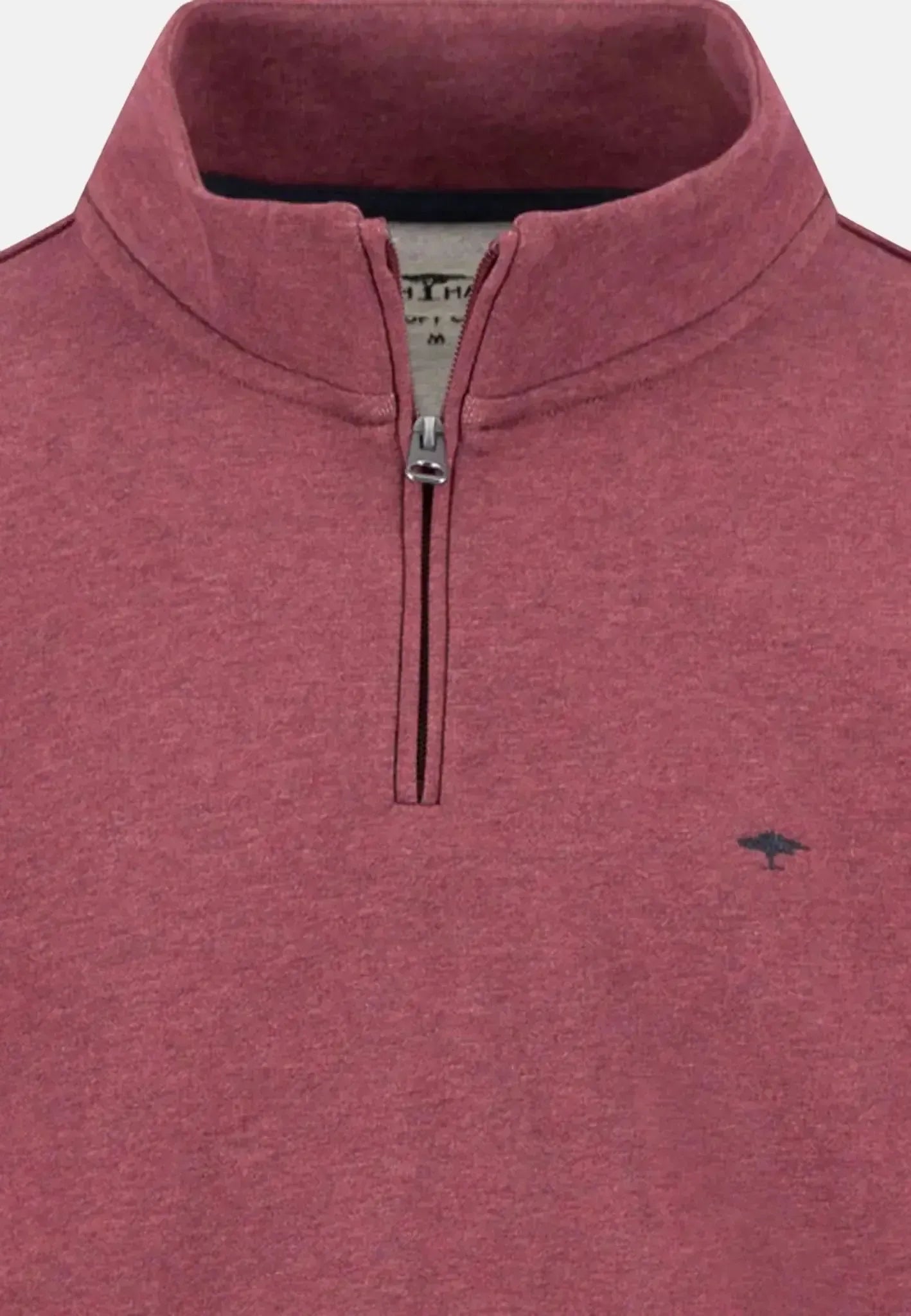 FYNCH-HATTON-Fynch-Hatton 1/4 Zip Stand Collar Cotton Sweat Deep Merlot-NORTHERN THREADS DESIGNER MENSWEAR