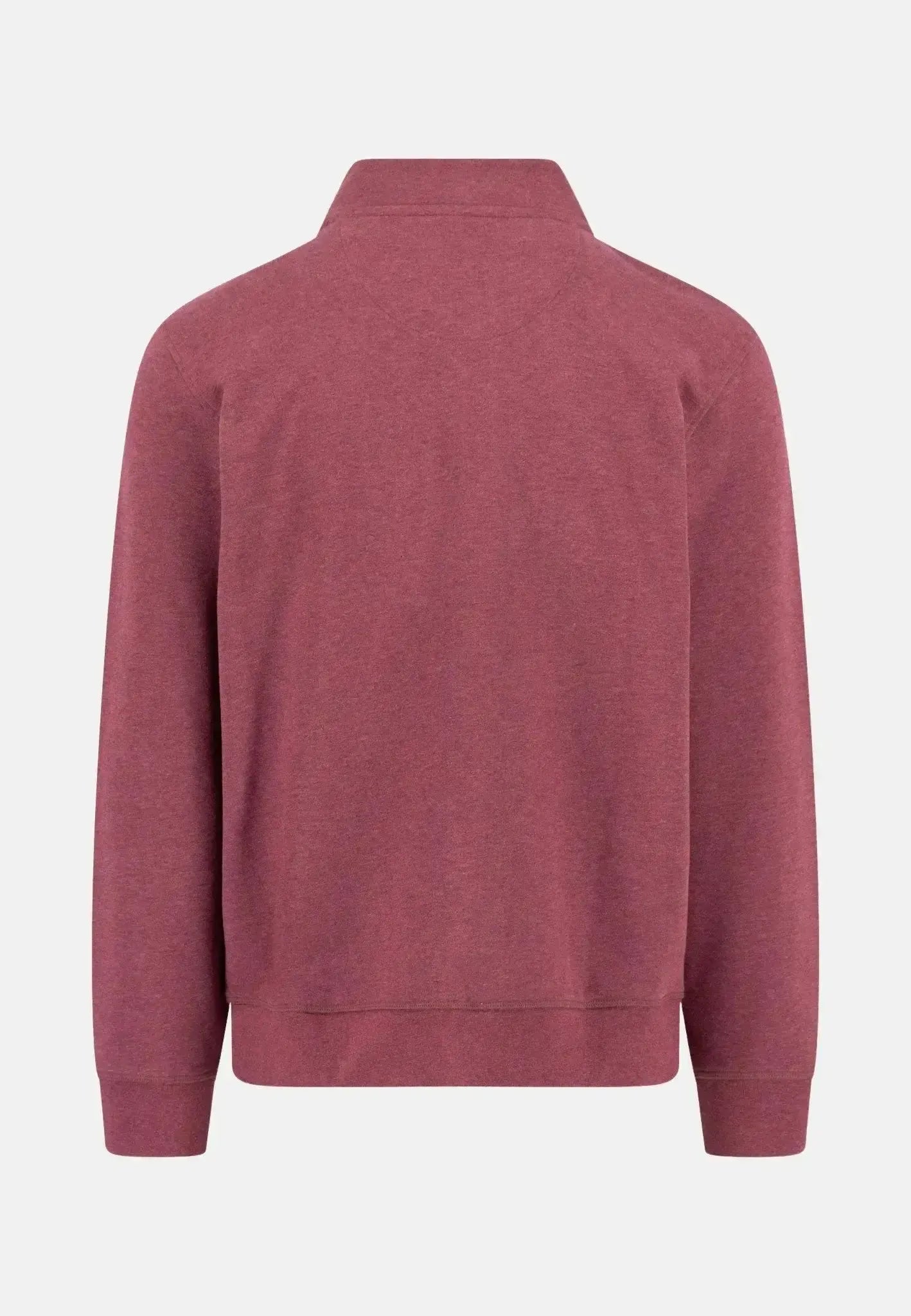 FYNCH-HATTON-Fynch-Hatton 1/4 Zip Stand Collar Cotton Sweat Deep Merlot-NORTHERN THREADS DESIGNER MENSWEAR
