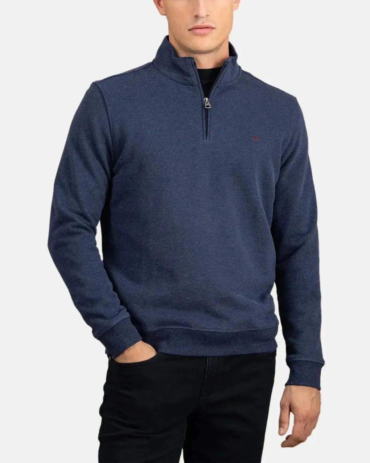FYNCH-HATTON-FYNCH-HATTON 1/4 ZIP SWEAT MIDNIGHT-NORTHERN THREADS DESIGNER MENSWEAR