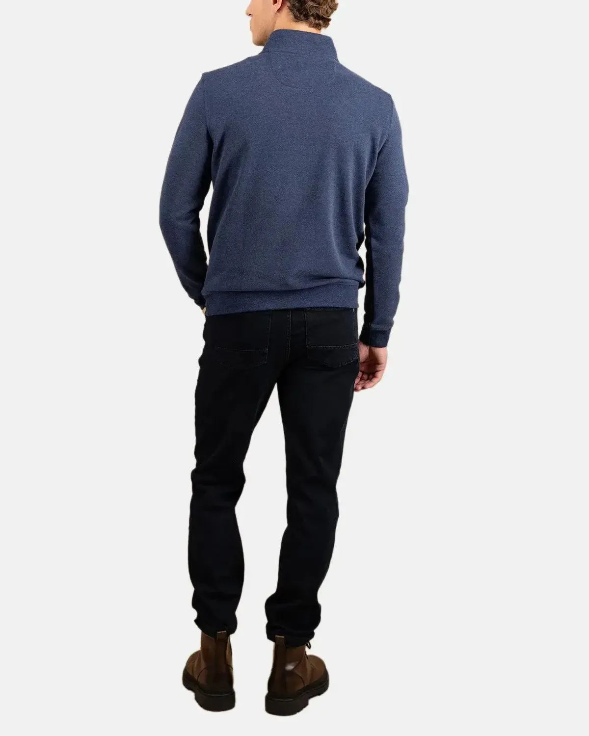 FYNCH-HATTON-FYNCH-HATTON 1/4 ZIP SWEAT MIDNIGHT-NORTHERN THREADS DESIGNER MENSWEAR